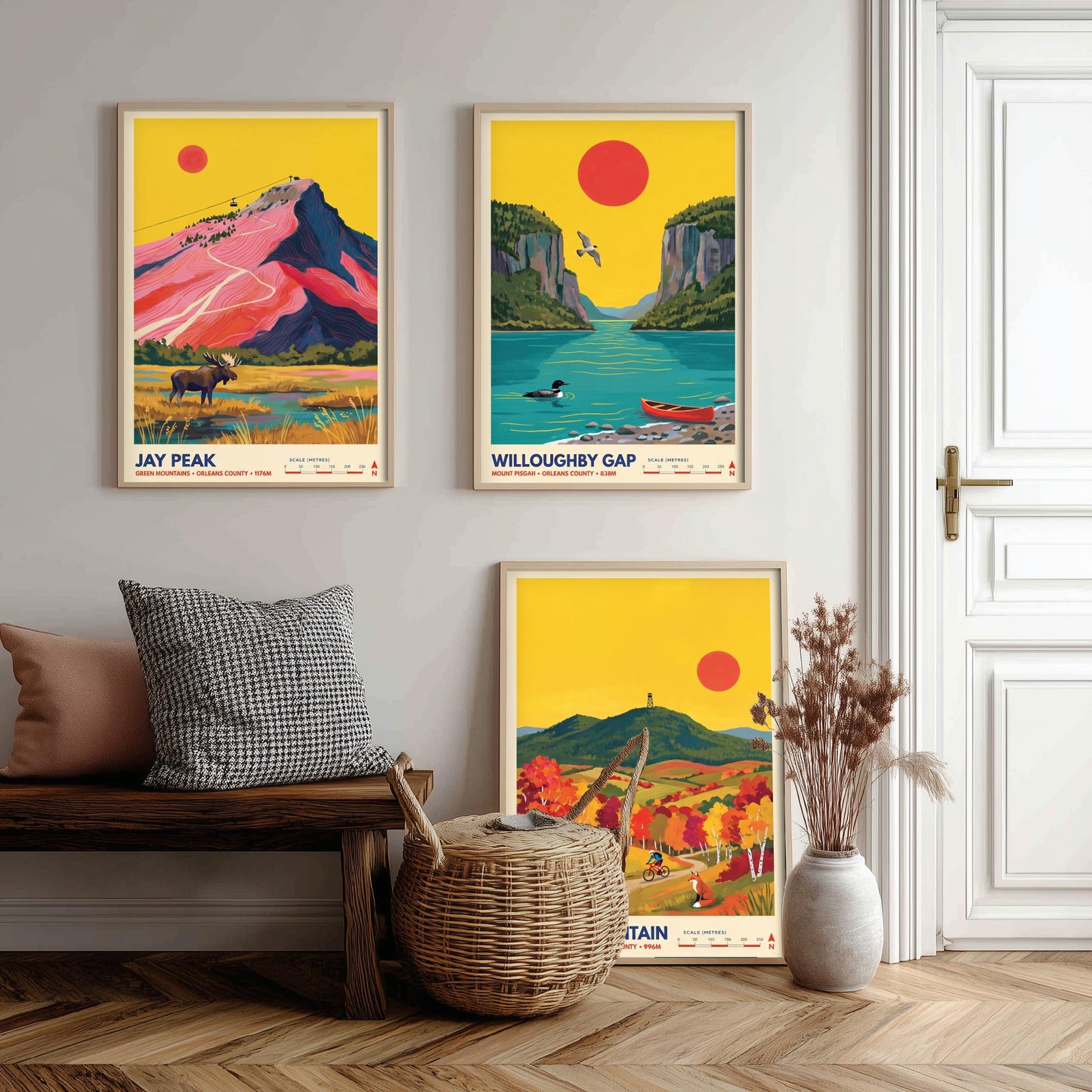 Northeast Kingdom Vermont Set of Three Art Prints - Jay Peak, Willoughby Gap, Burke Mountain - New England Travel Posters Painting