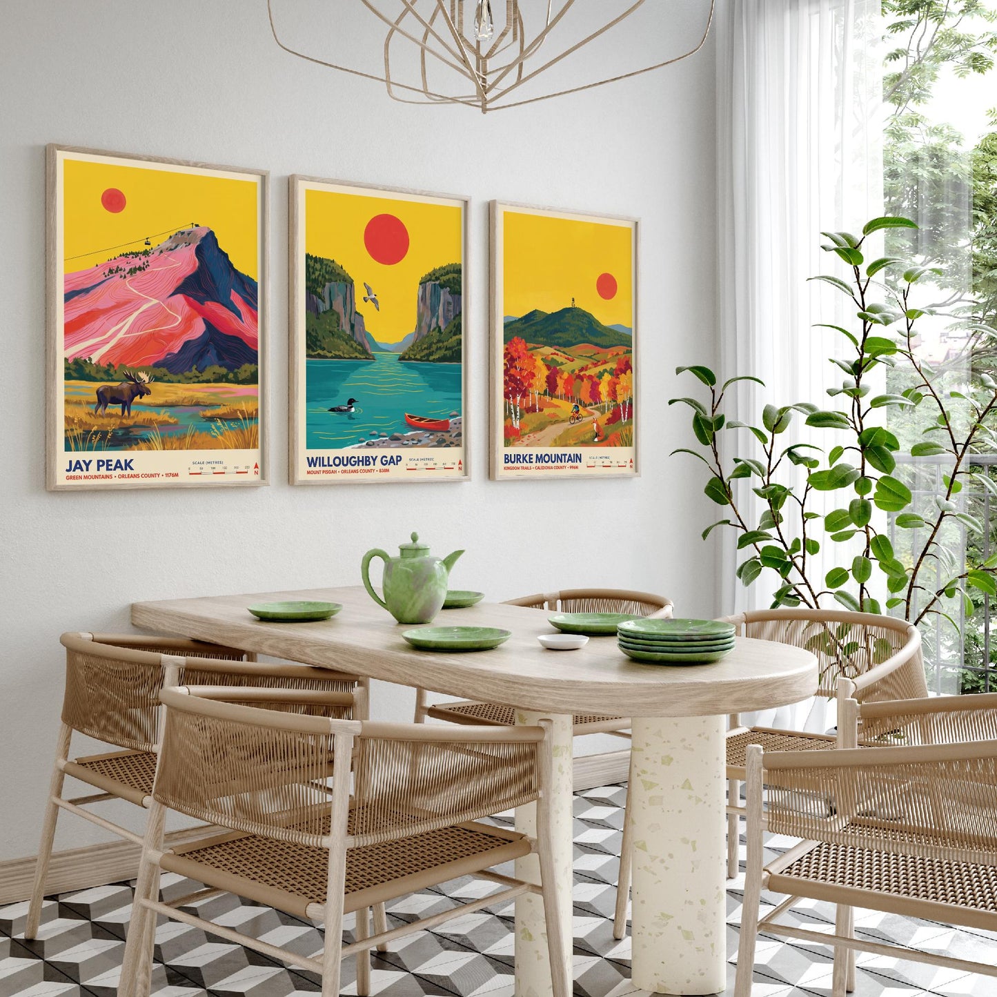 Northeast Kingdom Vermont Set of Three Art Prints - Jay Peak, Willoughby Gap, Burke Mountain - New England Travel Posters Painting