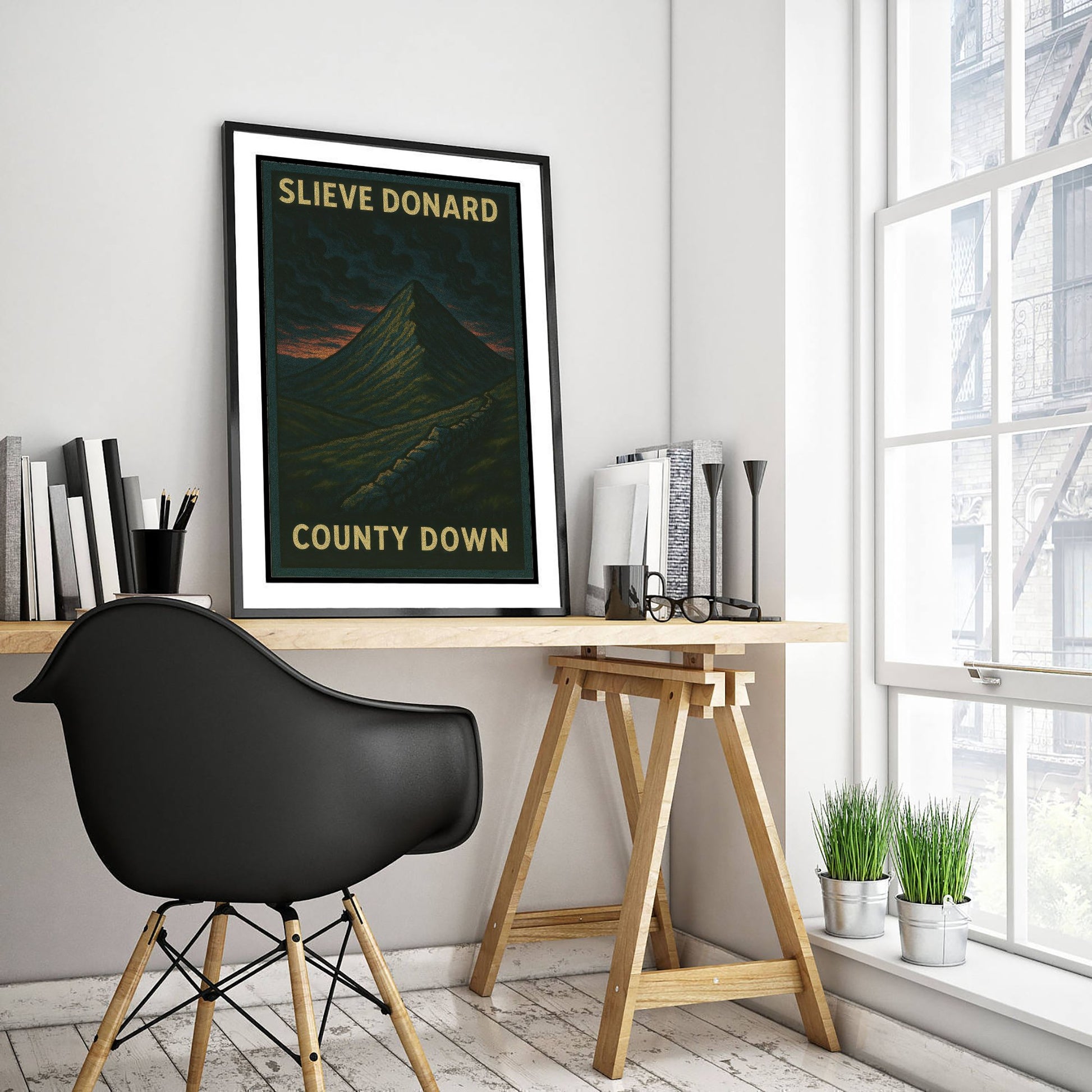 Slieve Donard Travel Poster - Mourne Mountains Art Print - Bold Woodcut Landscape - County Down 2/3