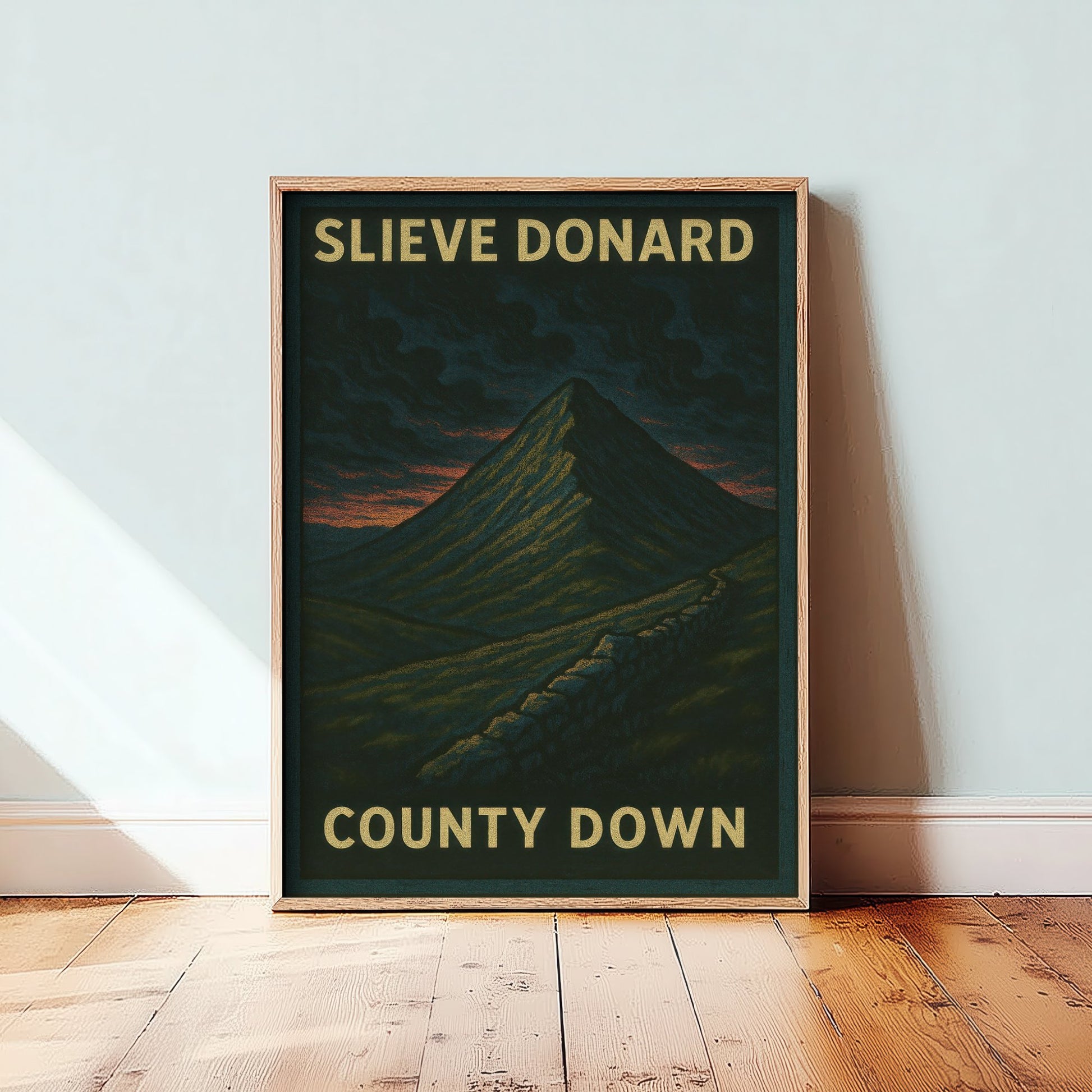 Slieve Donard Travel Poster - Mourne Mountains Art Print - Bold Woodcut Landscape - County Down 2/3