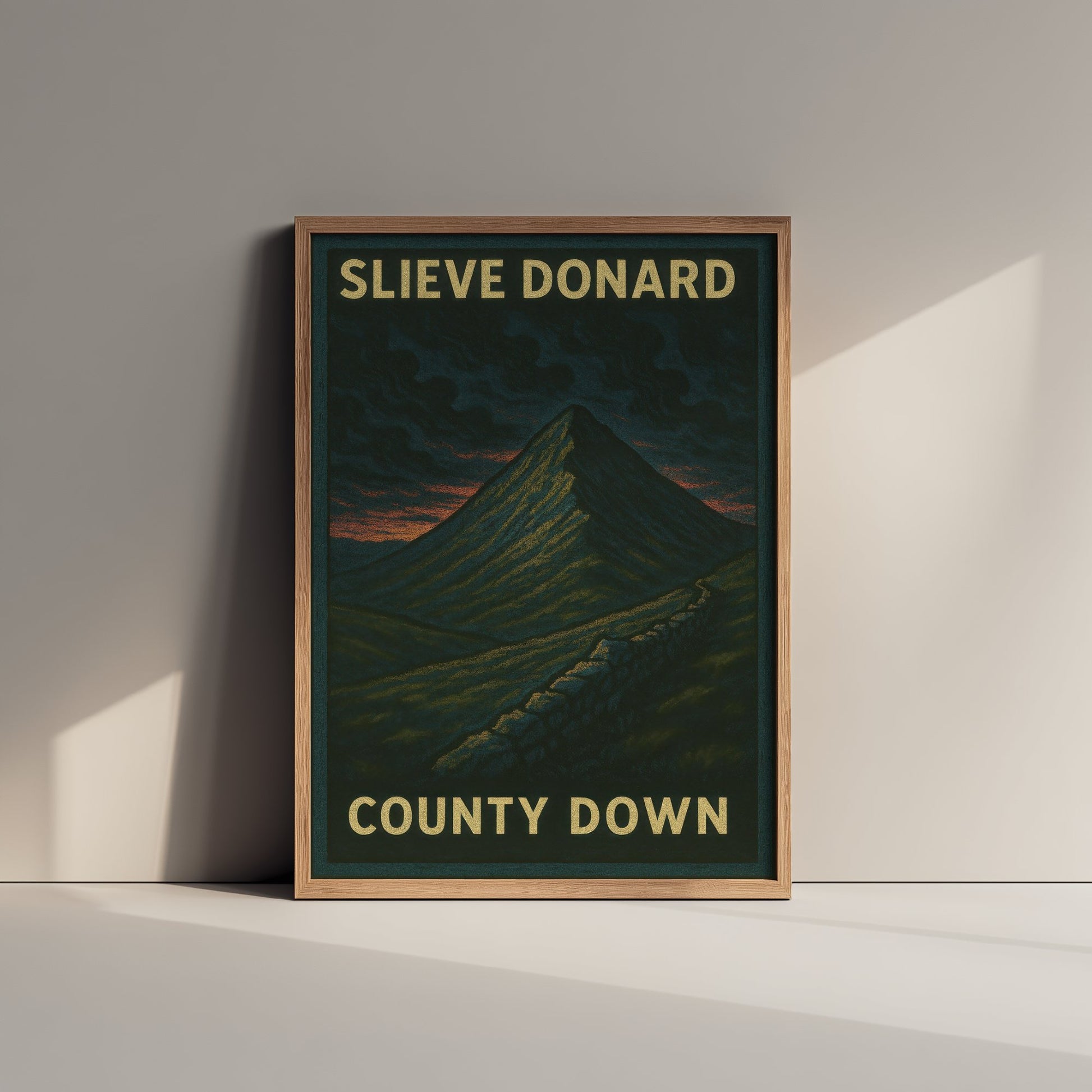 Slieve Donard Travel Poster - Mourne Mountains Art Print - Bold Woodcut Landscape - County Down 2/3
