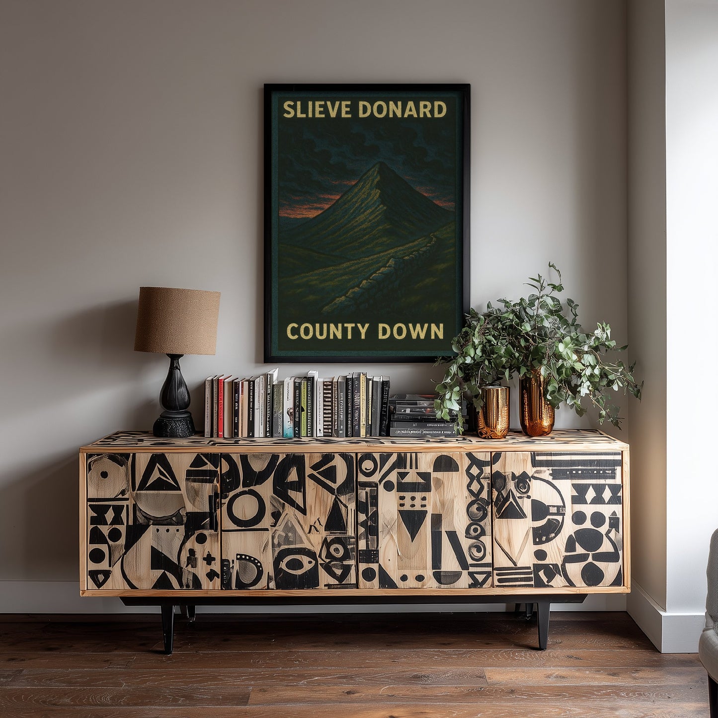 Slieve Donard Travel Poster - Mourne Mountains Art Print - Bold Woodcut Landscape - County Down 2/3