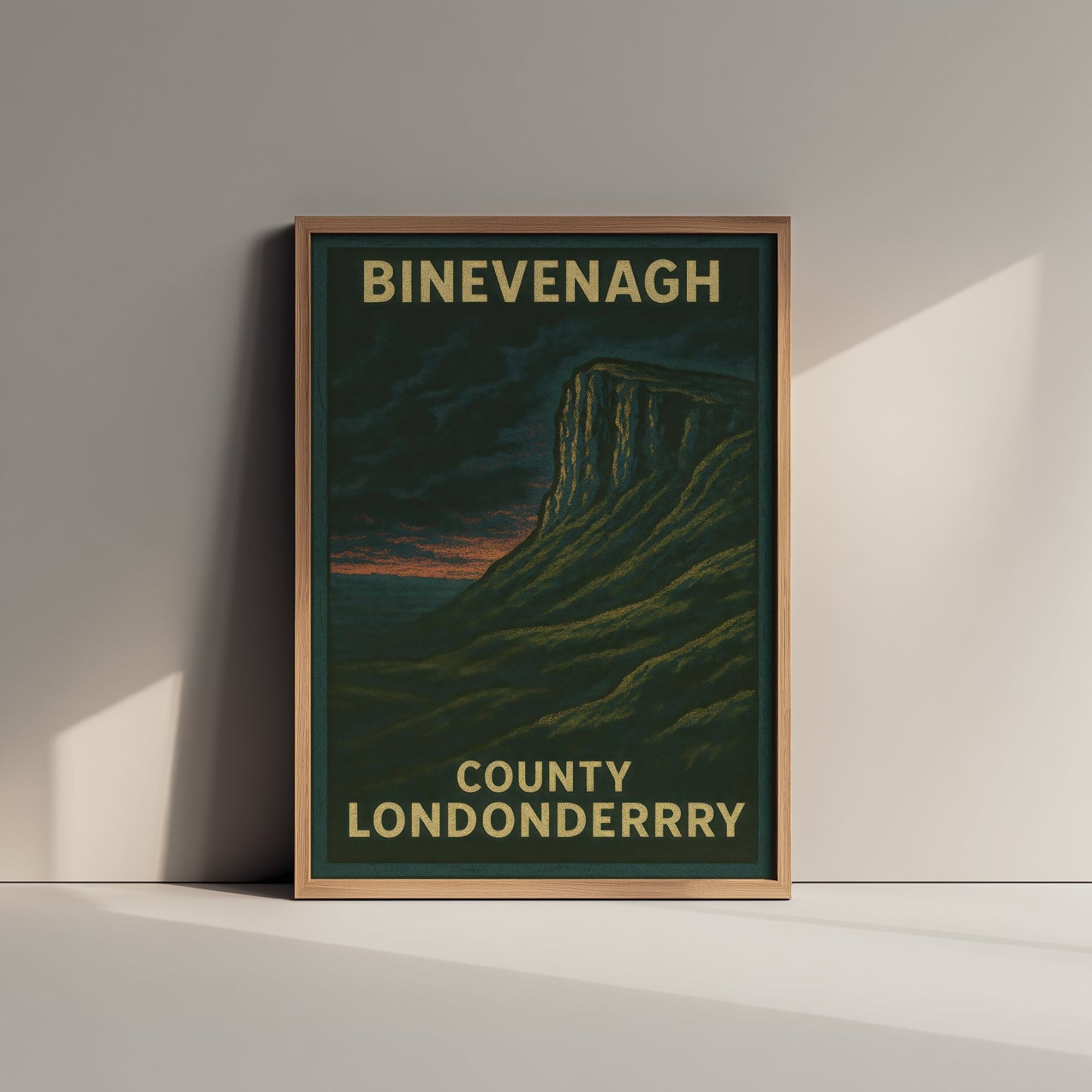 Binevenagh Travel Poster - Northern Ireland Mountain Art Print - Bold Woodcut Landscape - County Londonderry 3/3