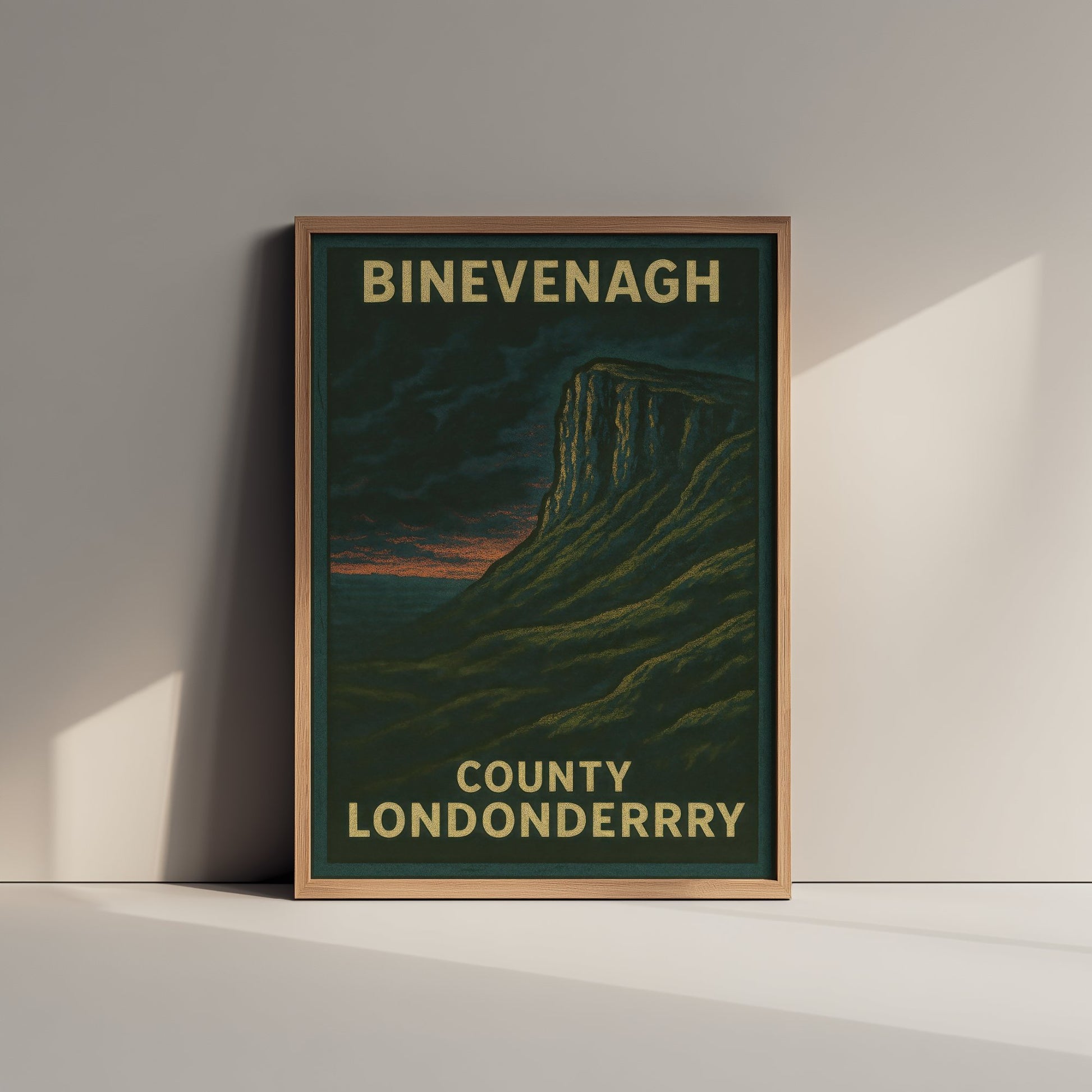 Binevenagh Travel Poster - Northern Ireland Mountain Art Print - Bold Woodcut Landscape - County Londonderry 3/3