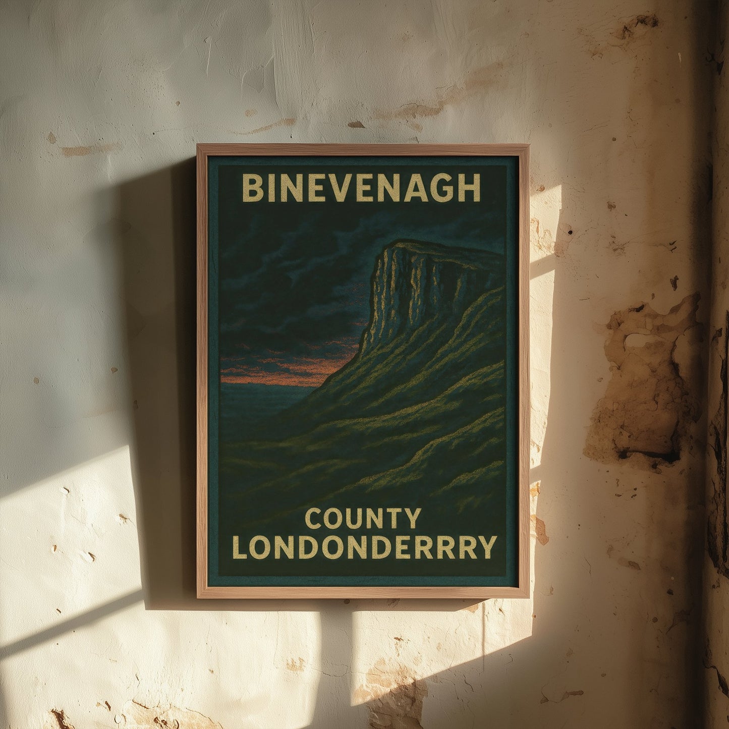 Binevenagh Travel Poster - Northern Ireland Mountain Art Print - Bold Woodcut Landscape - County Londonderry 3/3