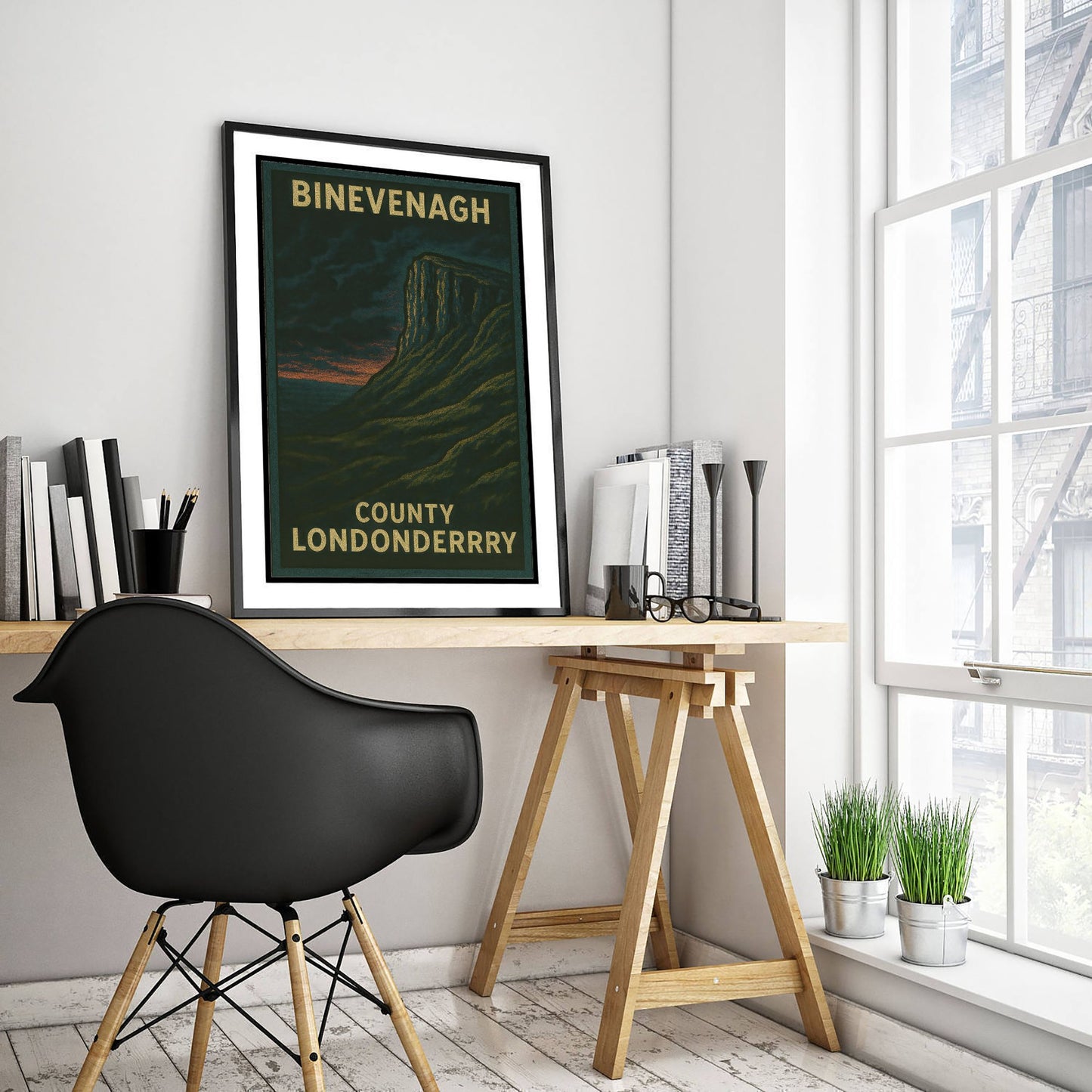 Binevenagh Travel Poster - Northern Ireland Mountain Art Print - Bold Woodcut Landscape - County Londonderry 3/3