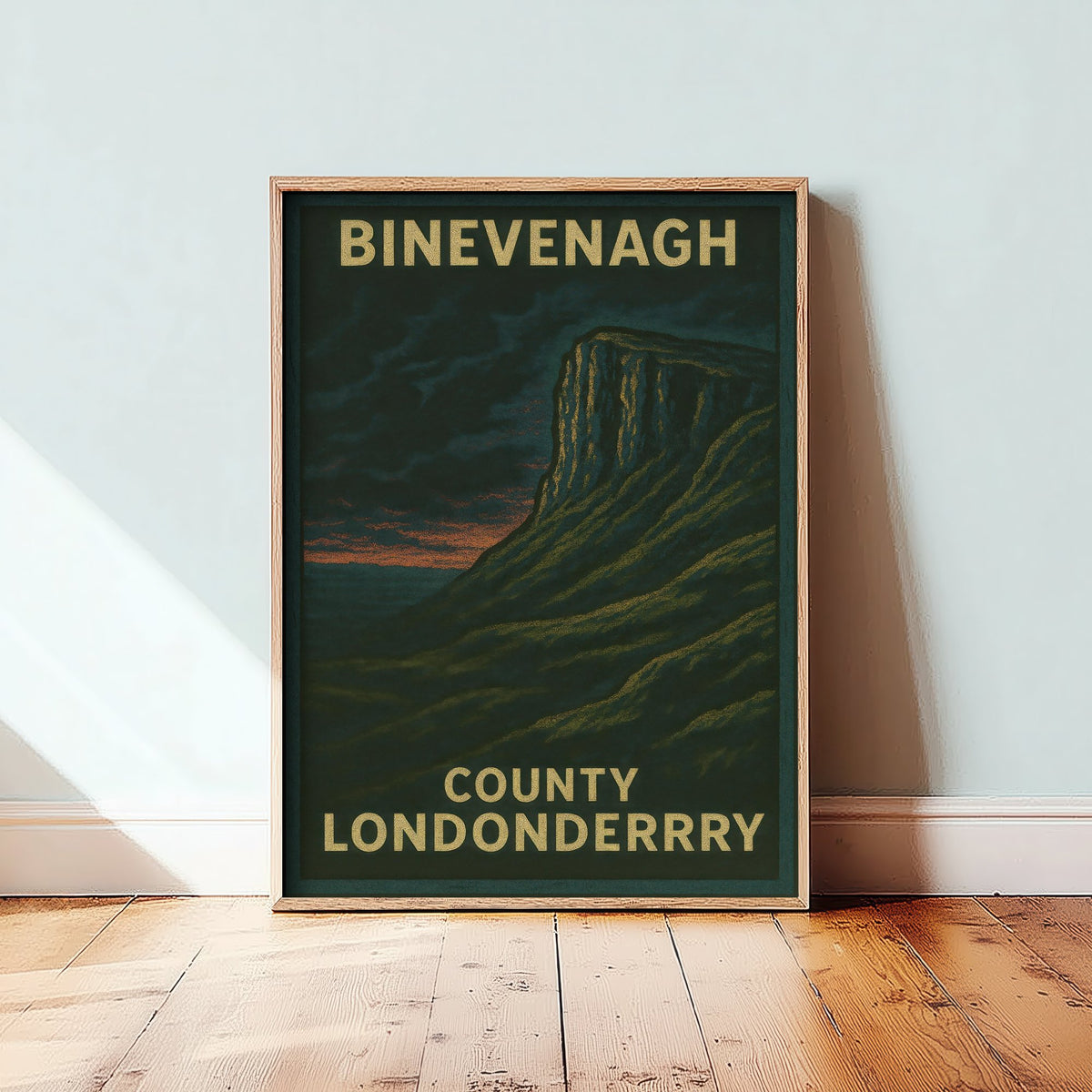 Binevenagh Travel Poster - Northern Ireland Mountain Art Print - Bold Woodcut Landscape - County Londonderry 3/3