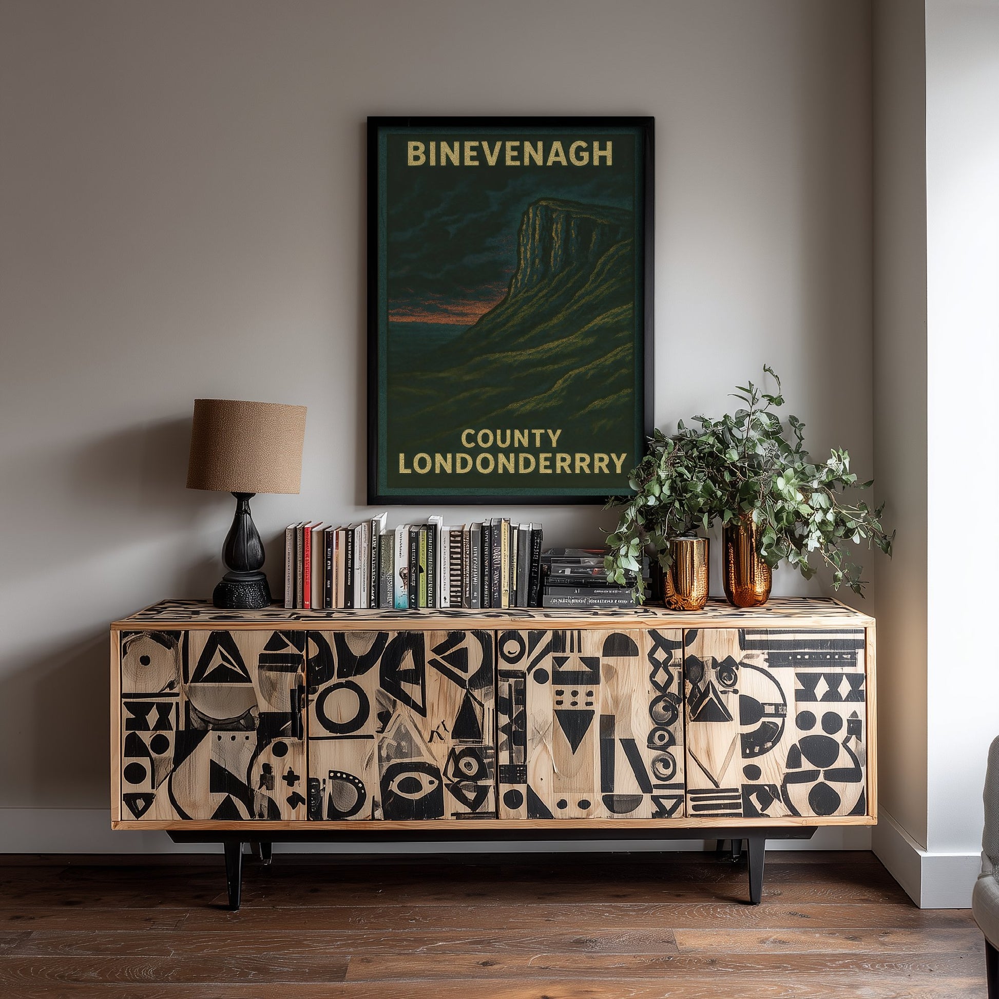 Binevenagh Travel Poster - Northern Ireland Mountain Art Print - Bold Woodcut Landscape - County Londonderry 3/3
