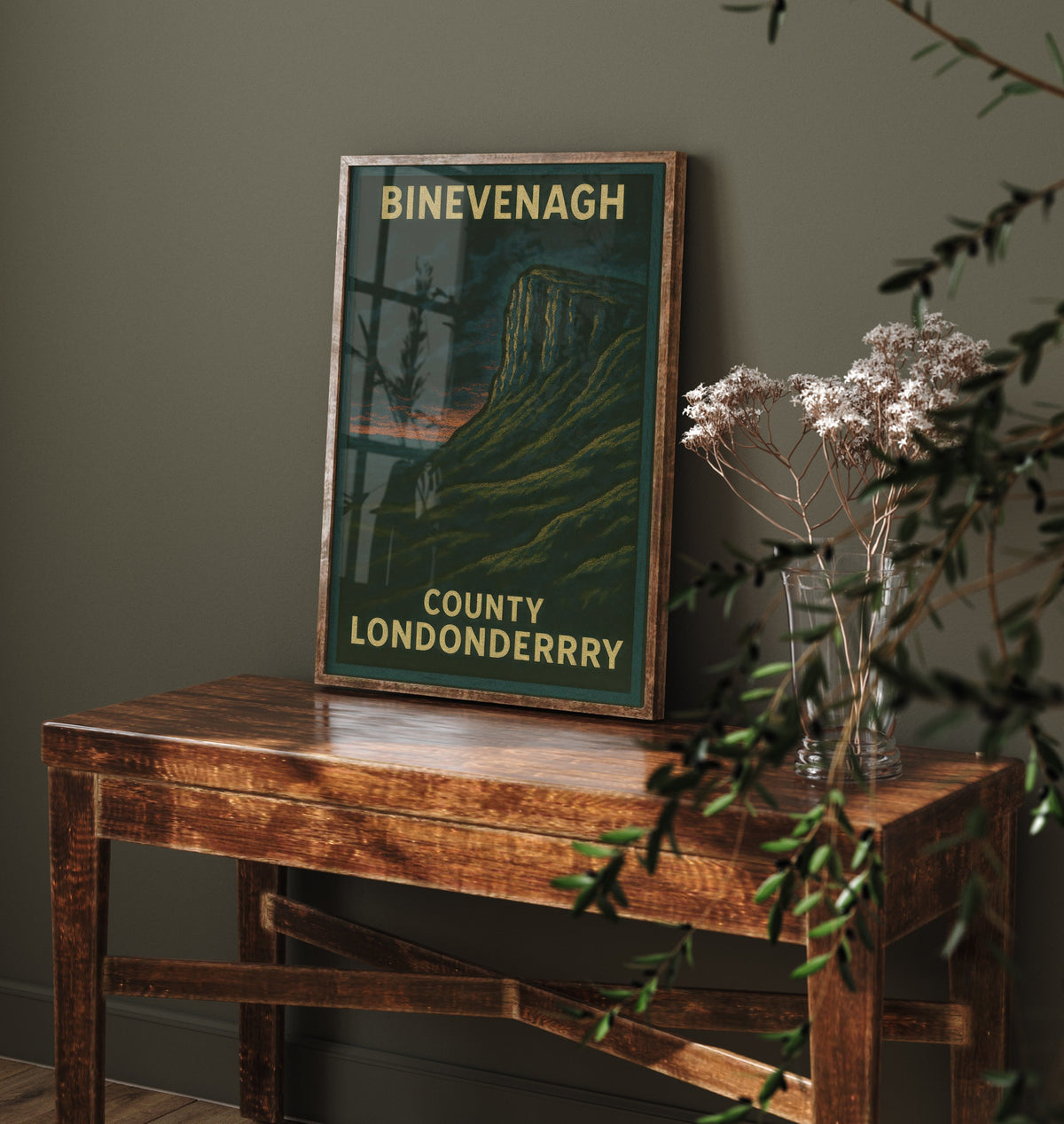 Binevenagh Travel Poster - Northern Ireland Mountain Art Print - Bold Woodcut Landscape - County Londonderry 3/3