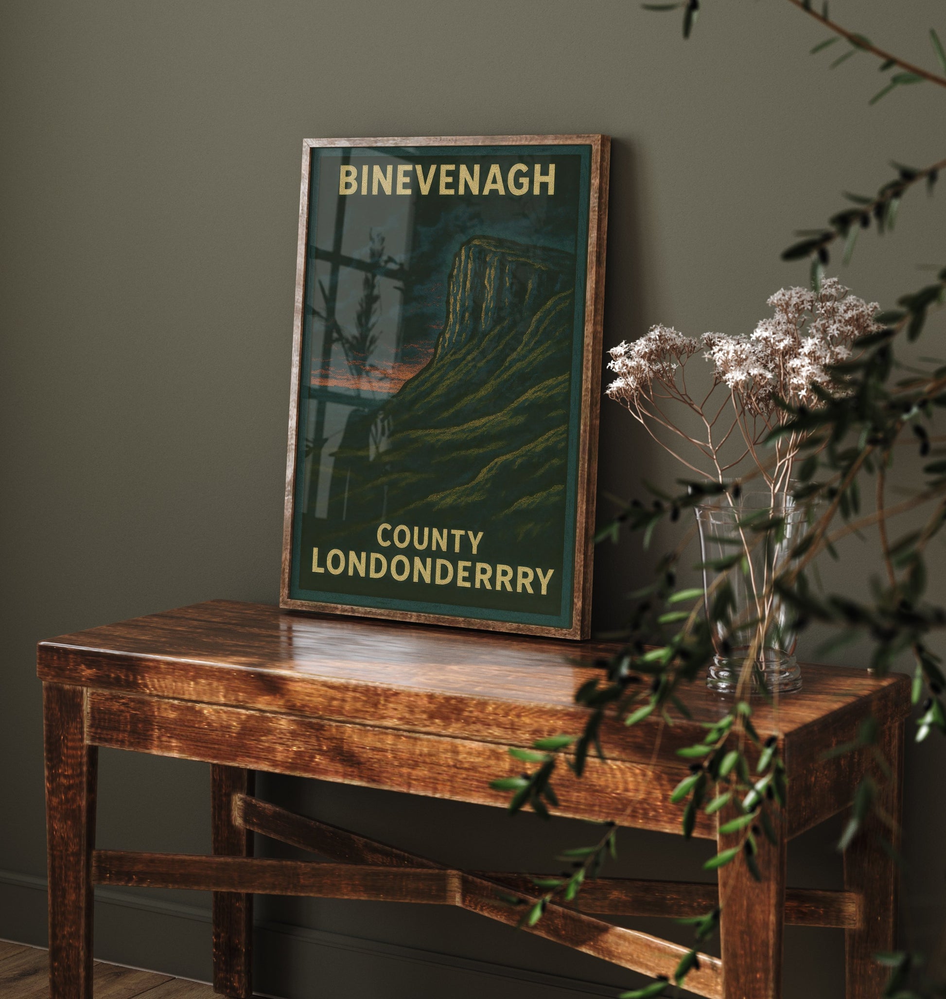 Binevenagh Travel Poster - Northern Ireland Mountain Art Print - Bold Woodcut Landscape - County Londonderry 3/3