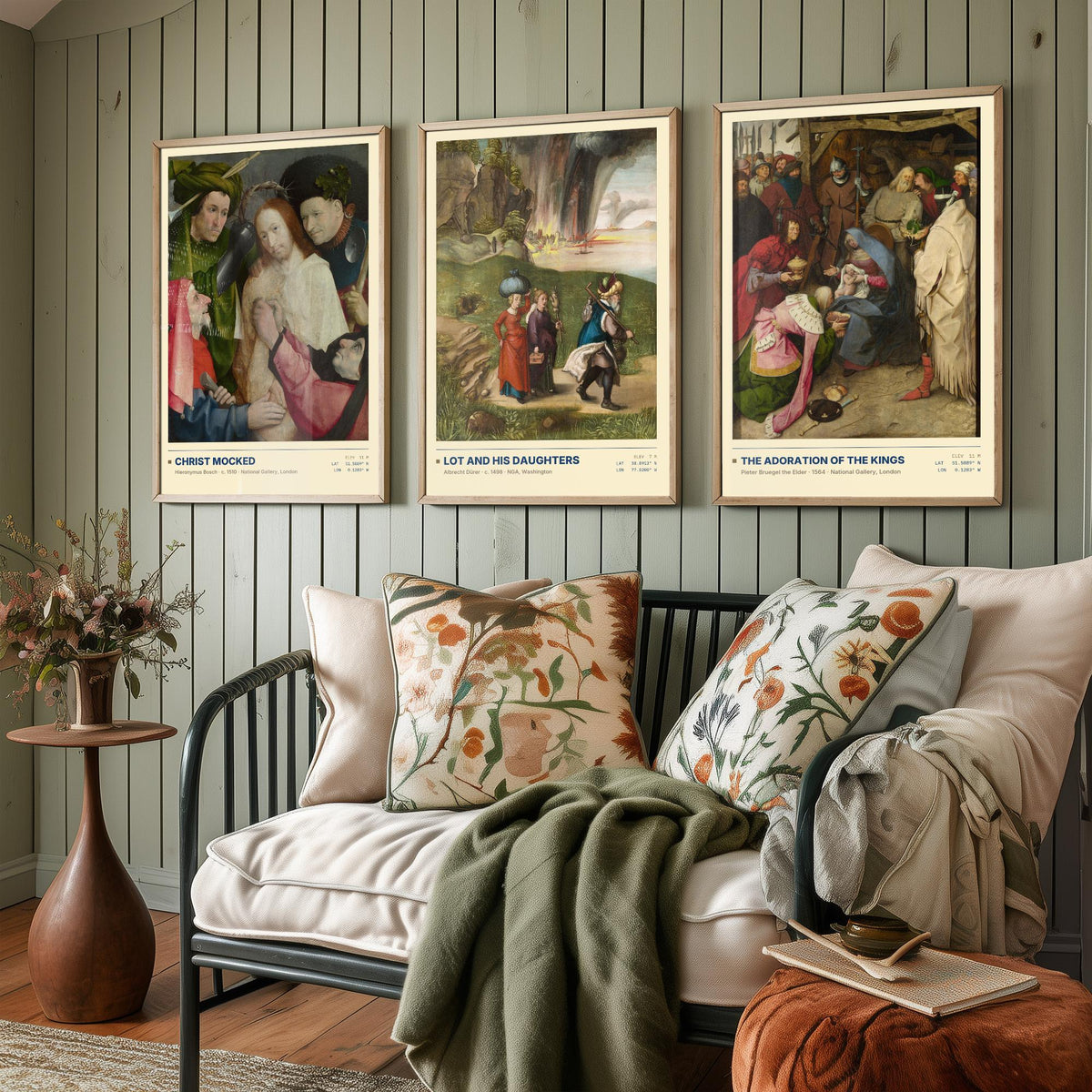 Northern Renaissance Set of Three Art Prints - Christ Mocked, Lot and His Daughters, The Adoration of the Kings - Painting Posters