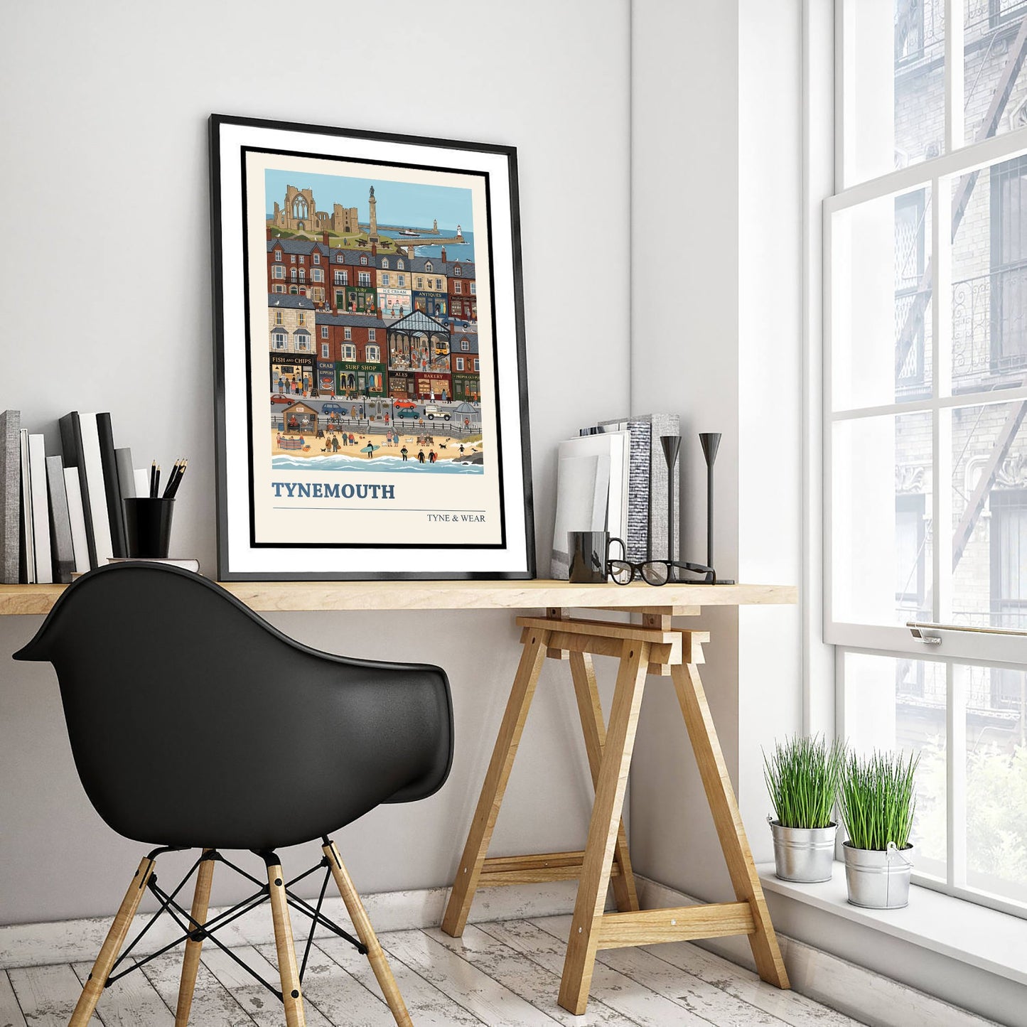 Tynemouth Travel Poster - Priory and Longsands Beach Art Print - Seaside Folk Illustration - Tyne and Wear Coast 3/3