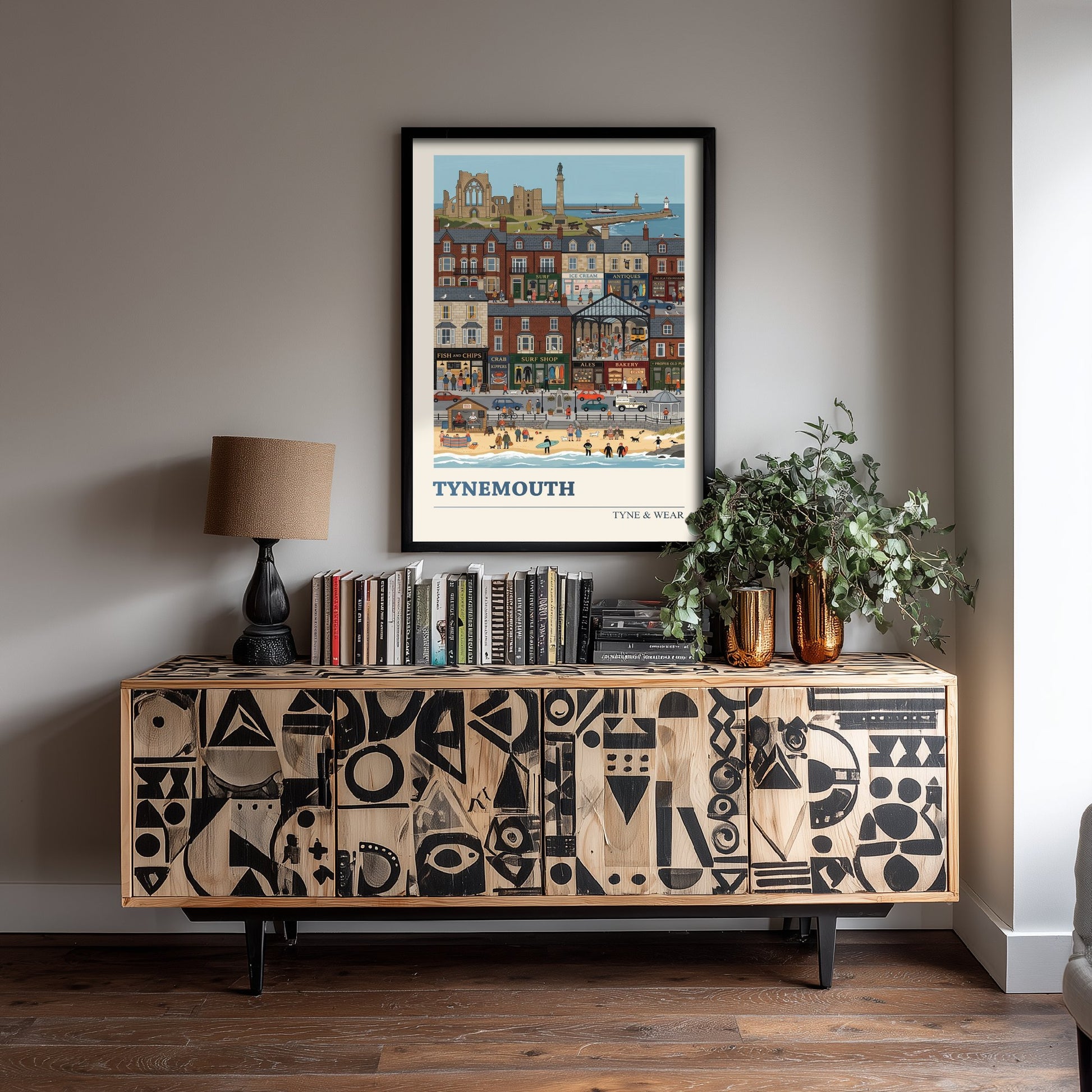 Tynemouth Travel Poster - Priory and Longsands Beach Art Print - Seaside Folk Illustration - Tyne and Wear Coast 3/3