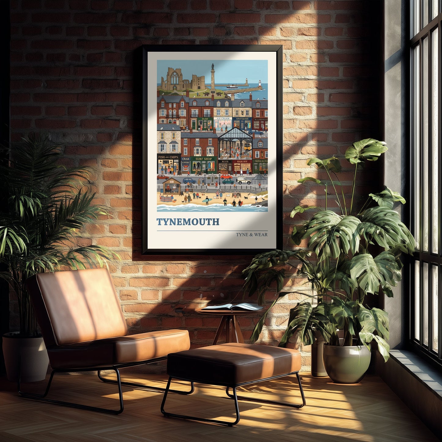 Tynemouth Travel Poster - Priory and Longsands Beach Art Print - Seaside Folk Illustration - Tyne and Wear Coast 3/3