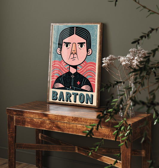Clara Barton Art Print - Nursing Pioneer Portrait Poster - Bold Woodcut Illustration - Red Cross History 1/3