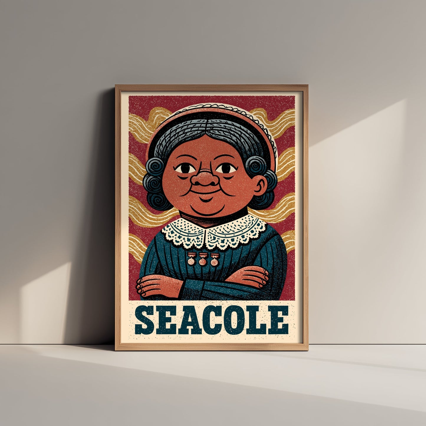 Mary Seacole Art Print - Nursing Pioneer Portrait Poster - Bold Woodcut Illustration - Nurse History 2/3