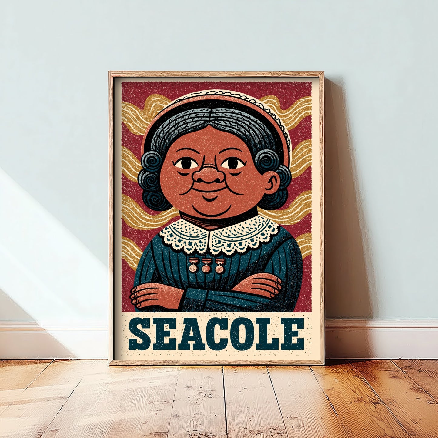Mary Seacole Art Print - Nursing Pioneer Portrait Poster - Bold Woodcut Illustration - Nurse History 2/3