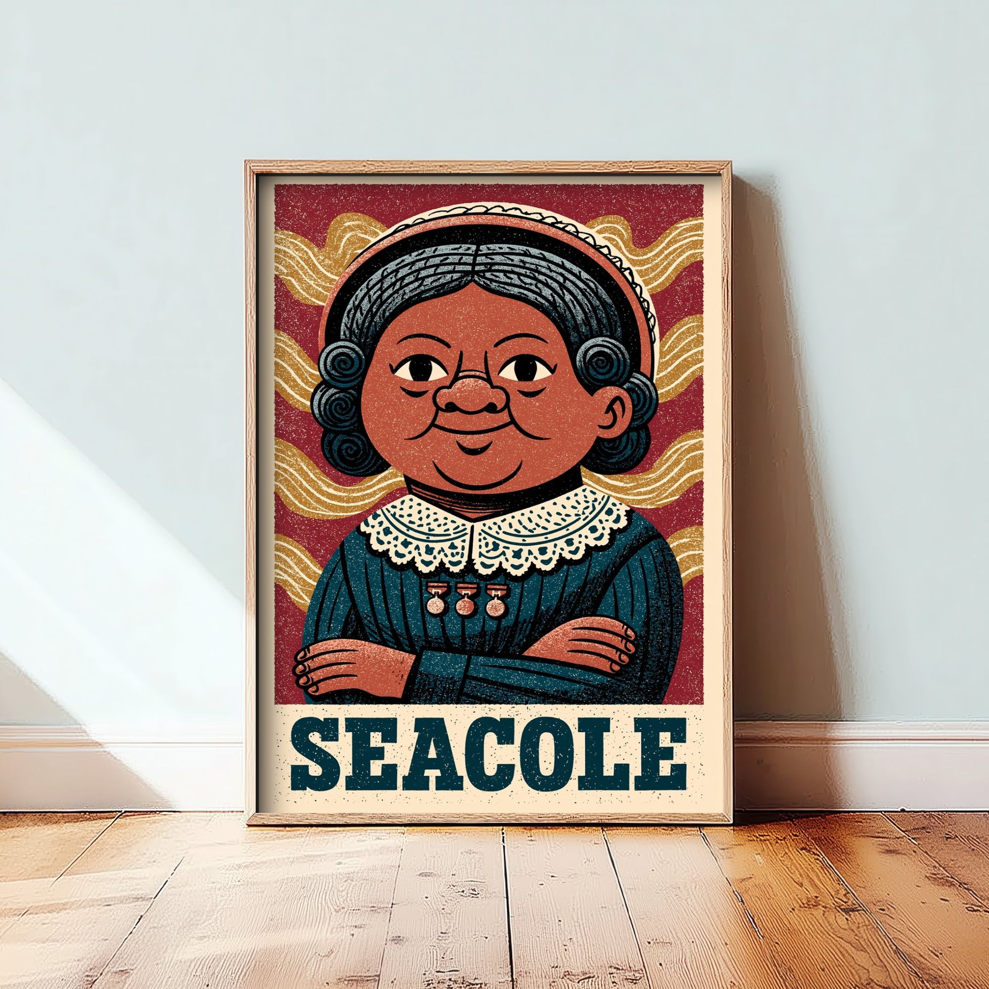 Mary Seacole Art Print - Nursing Pioneer Portrait Poster - Bold Woodcut Illustration - Nurse History 2/3