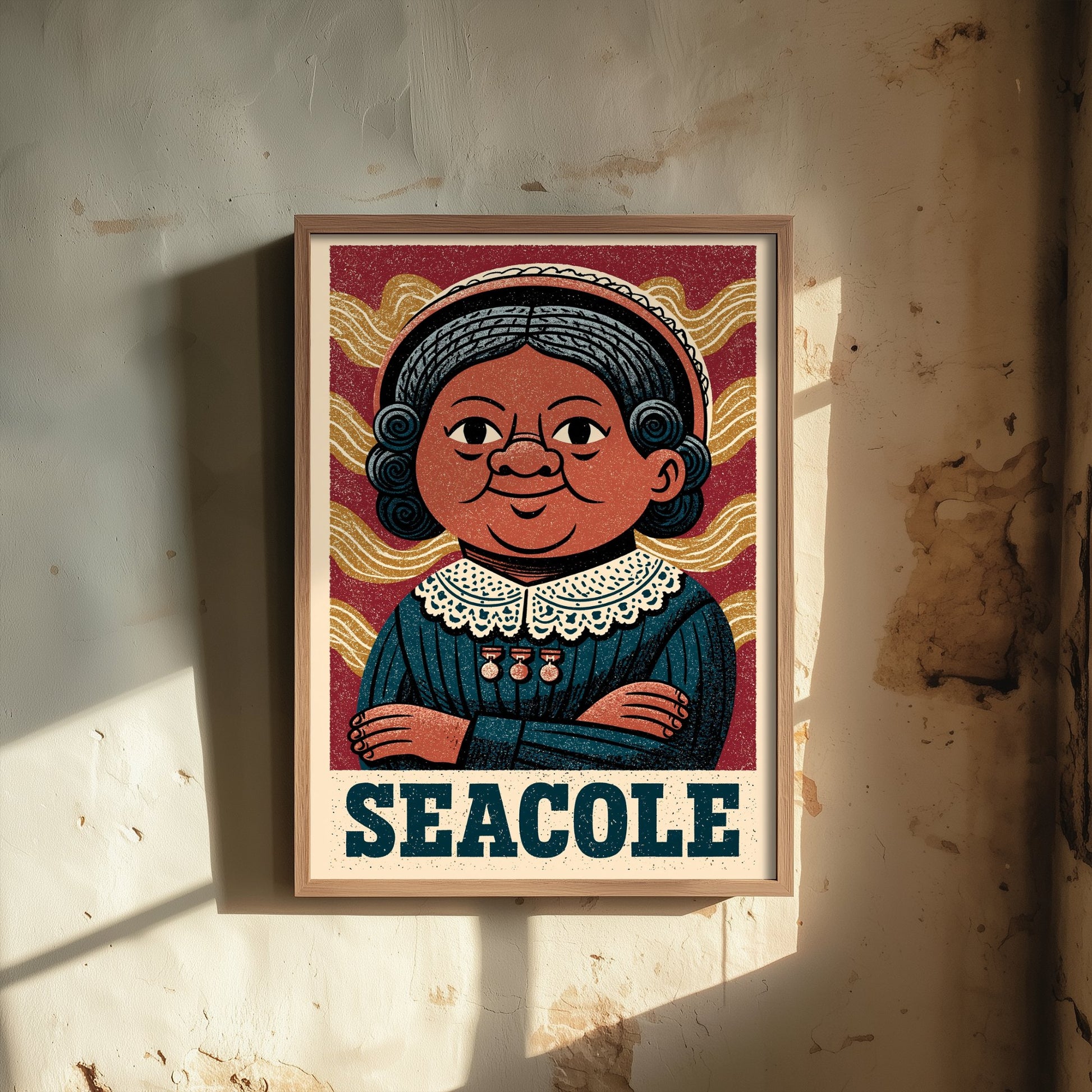 Mary Seacole Art Print - Nursing Pioneer Portrait Poster - Bold Woodcut Illustration - Nurse History 2/3