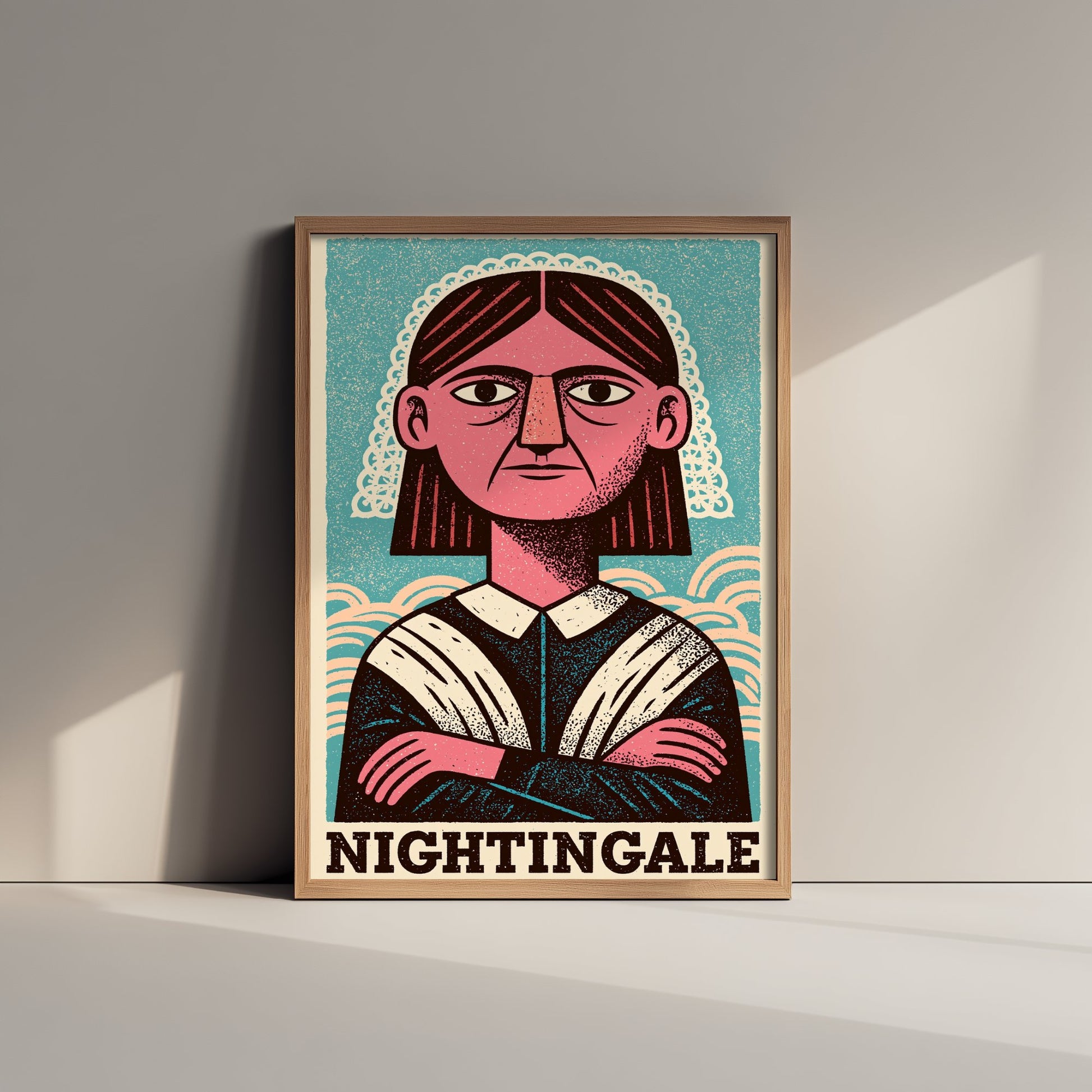 Florence Nightingale Art Print - Nursing Pioneer Portrait Poster - Bold Woodcut Illustration - Nurse Gift 3/3