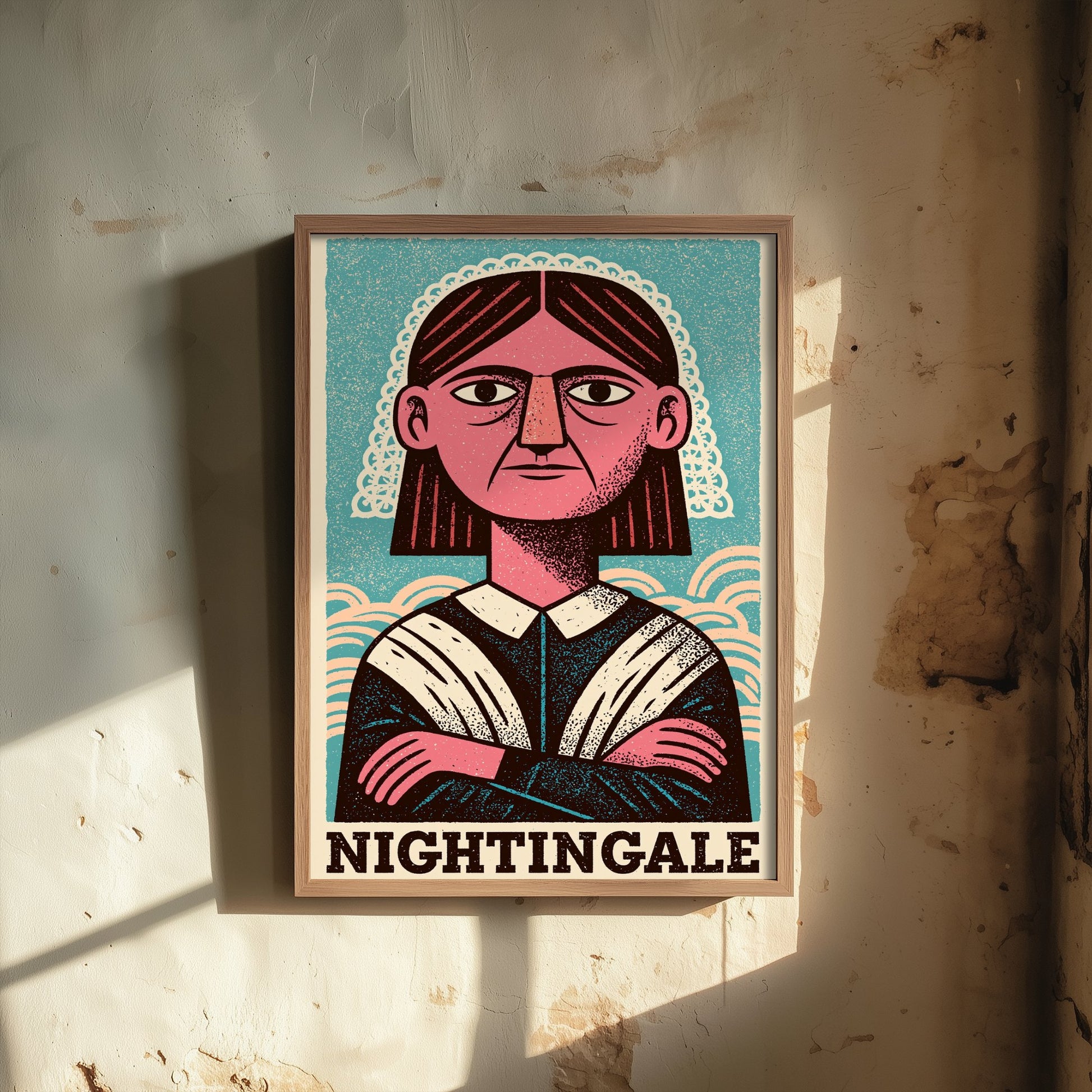 Florence Nightingale Art Print - Nursing Pioneer Portrait Poster - Bold Woodcut Illustration - Nurse Gift 3/3