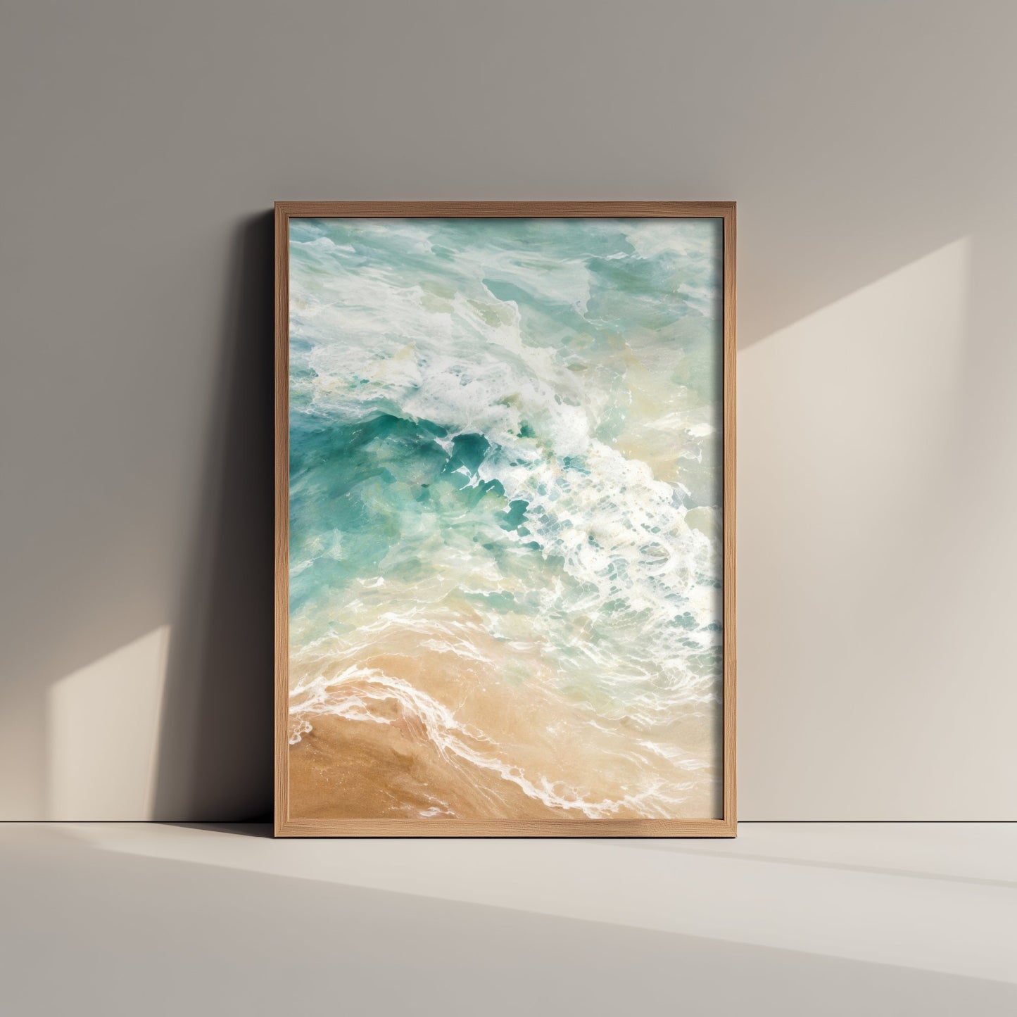 Turquoise Wave Art Print - Abstract Coastal Seascape Poster - Beach Wall Art Illustration V1 2/3