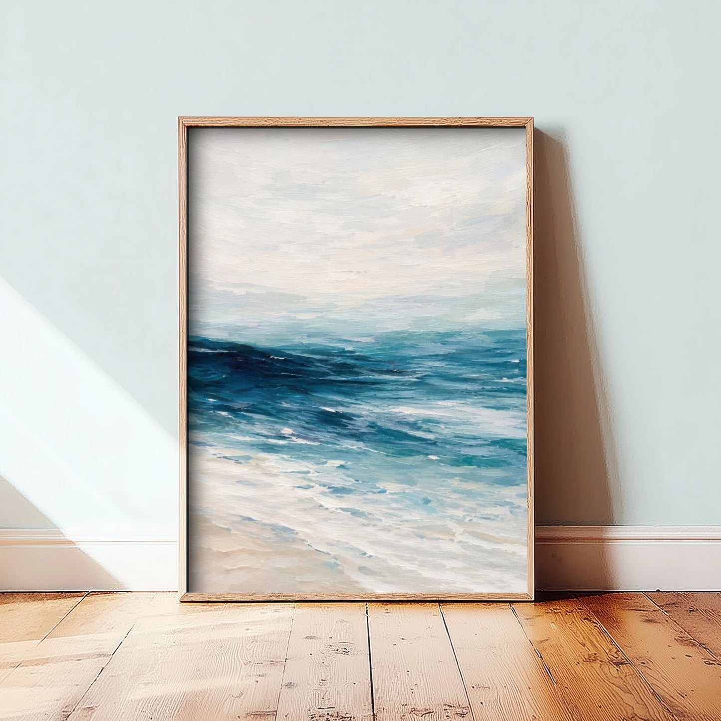 Deep Blue Ocean Art Print - Abstract Seascape Horizon Poster - Coastal Wall Art Illustration V1 3/3
