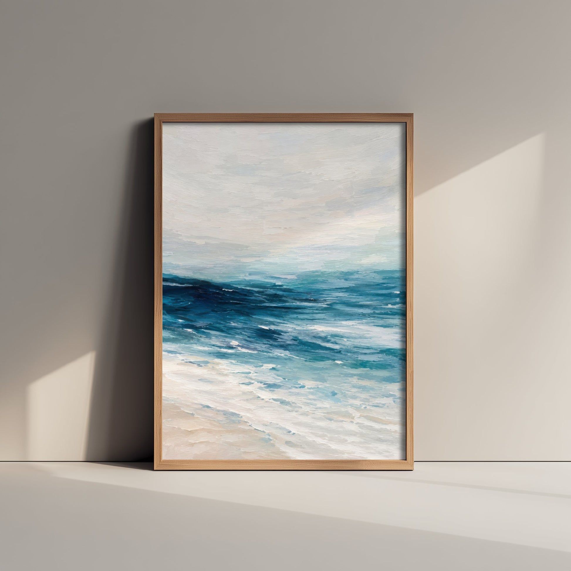 Deep Blue Ocean Art Print - Abstract Seascape Horizon Poster - Coastal Wall Art Illustration V1 3/3