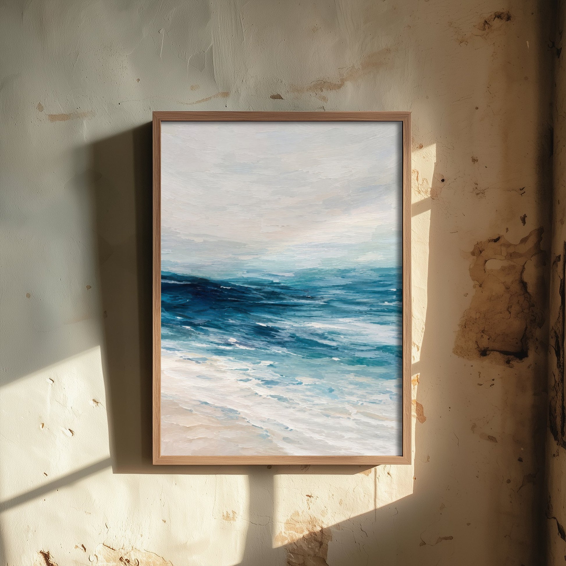 Deep Blue Ocean Art Print - Abstract Seascape Horizon Poster - Coastal Wall Art Illustration V1 3/3