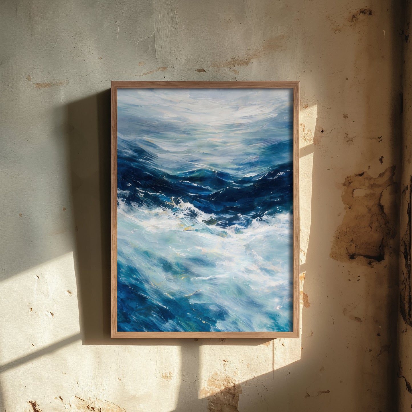 Blue Ocean Wave Art Print - Abstract Coastal Seascape Poster - Beach Wall Art Illustration V2 1/3
