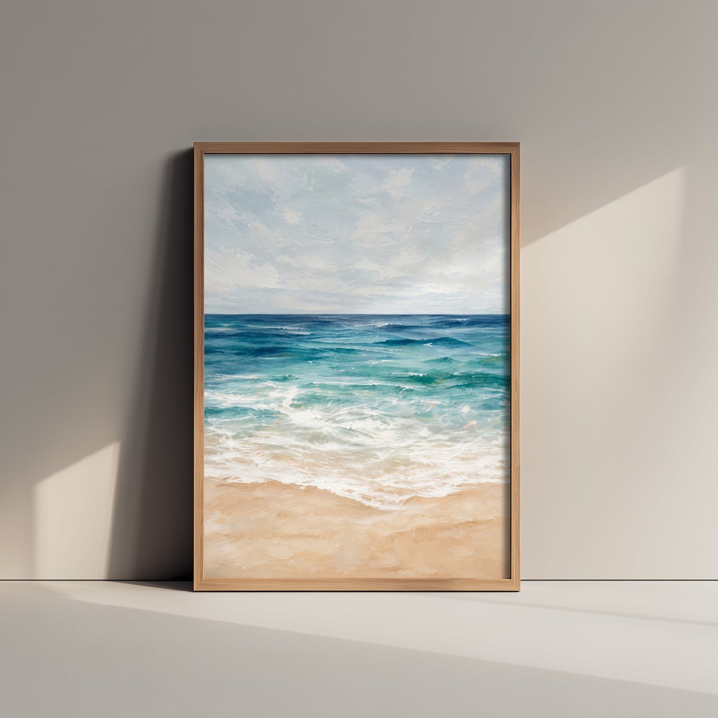 Calm Beach Shore Art Print - Abstract Coastal Seascape Poster - Ocean Wall Art Illustration V2 2/3