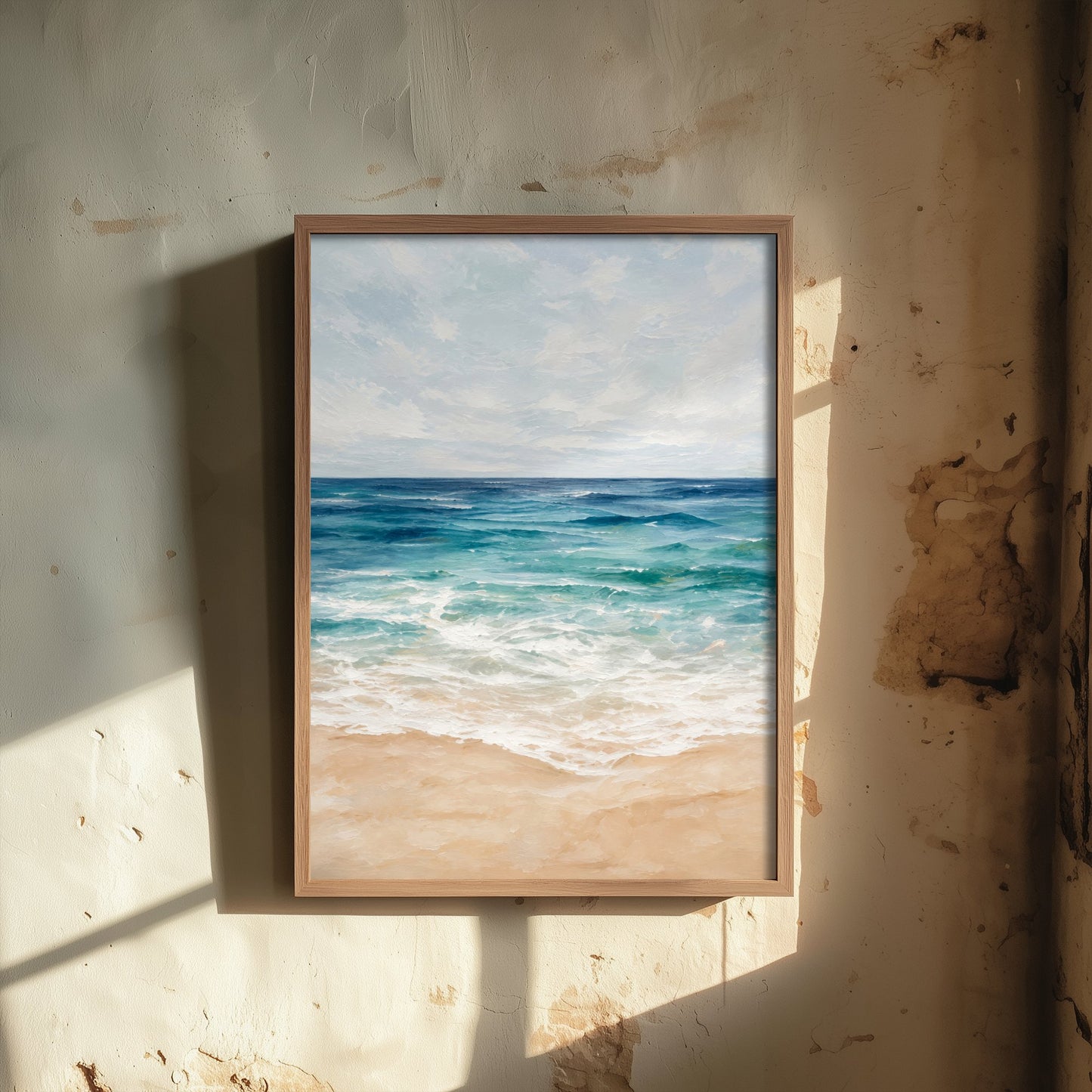 Calm Beach Shore Art Print - Abstract Coastal Seascape Poster - Ocean Wall Art Illustration V2 2/3