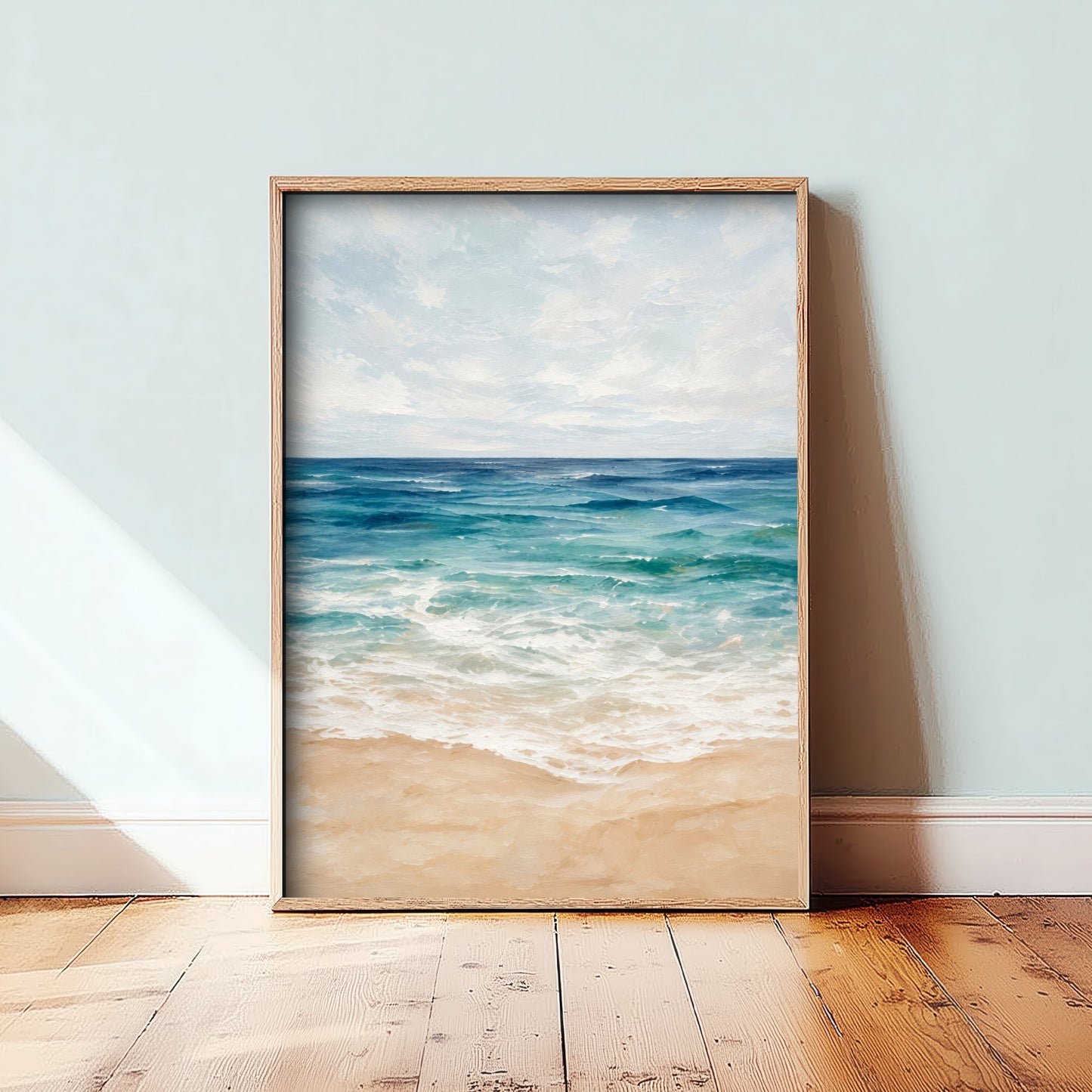 Calm Beach Shore Art Print - Abstract Coastal Seascape Poster - Ocean Wall Art Illustration V2 2/3