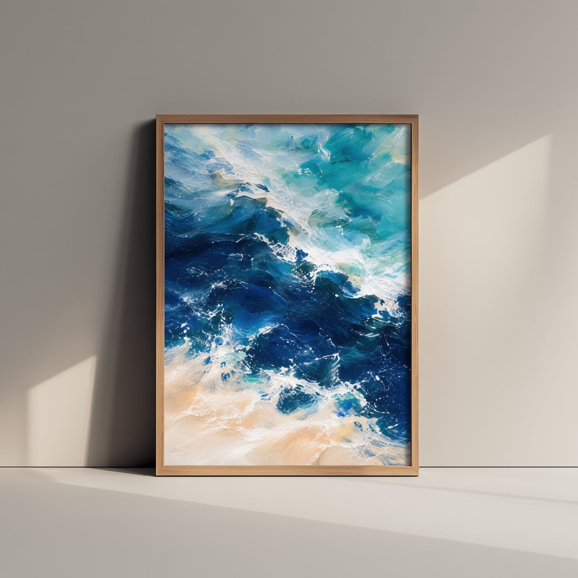 Turquoise Ocean Wave Art Print - Abstract Seascape Poster - Coastal Beach Wall Art Illustration V2 3/3