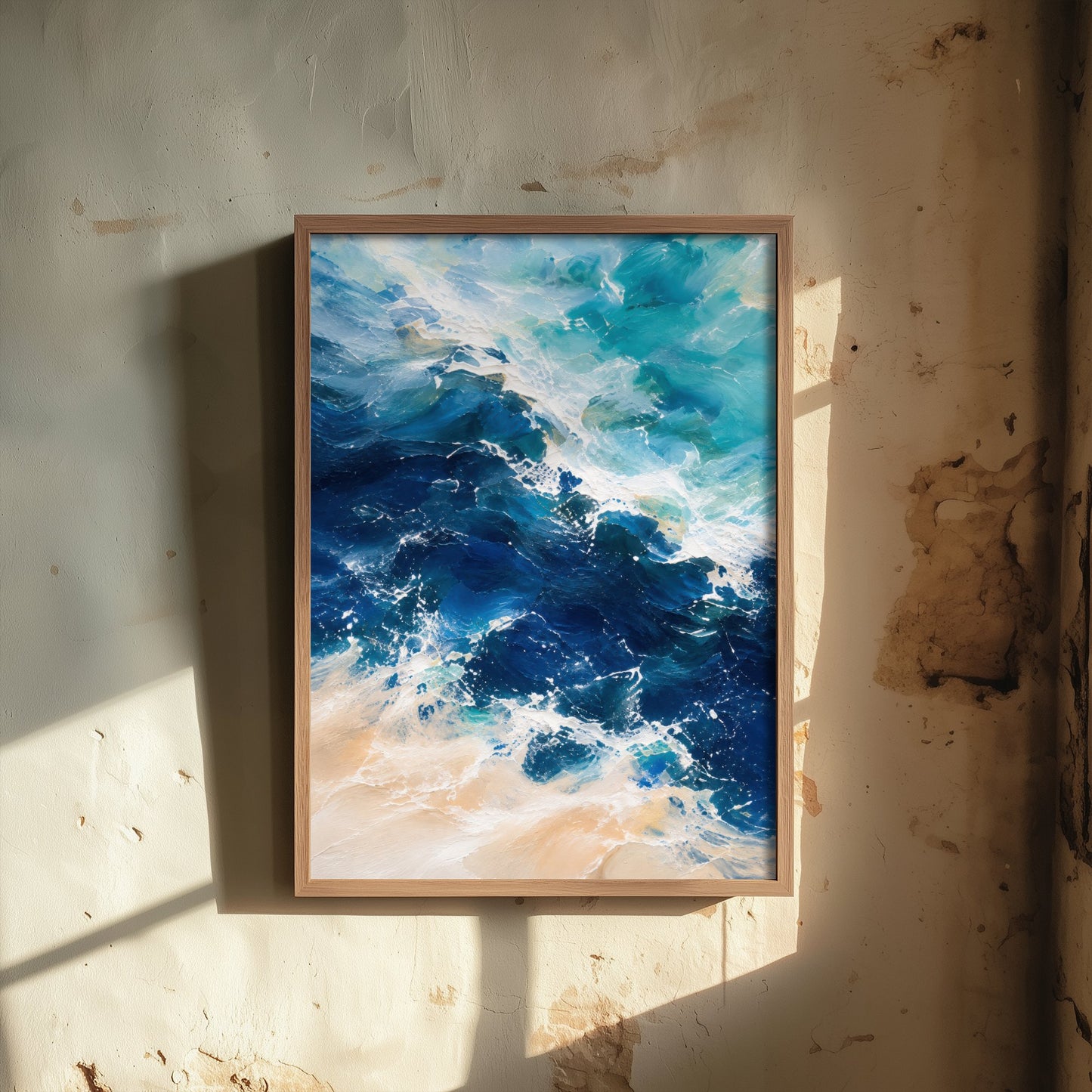 Turquoise Ocean Wave Art Print - Abstract Seascape Poster - Coastal Beach Wall Art Illustration V2 3/3