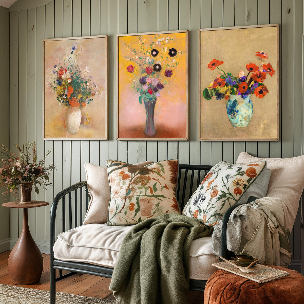 Odilon Redon Flowers Set of Three Art Prints - Bouquets in Vases - Symbolist Floral Painting Poster