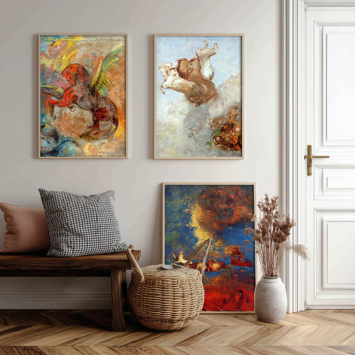 Odilon Redon Horses Set of Three Art Prints - Pegasus and the Chariot of Apollo - Symbolist Painting Poster