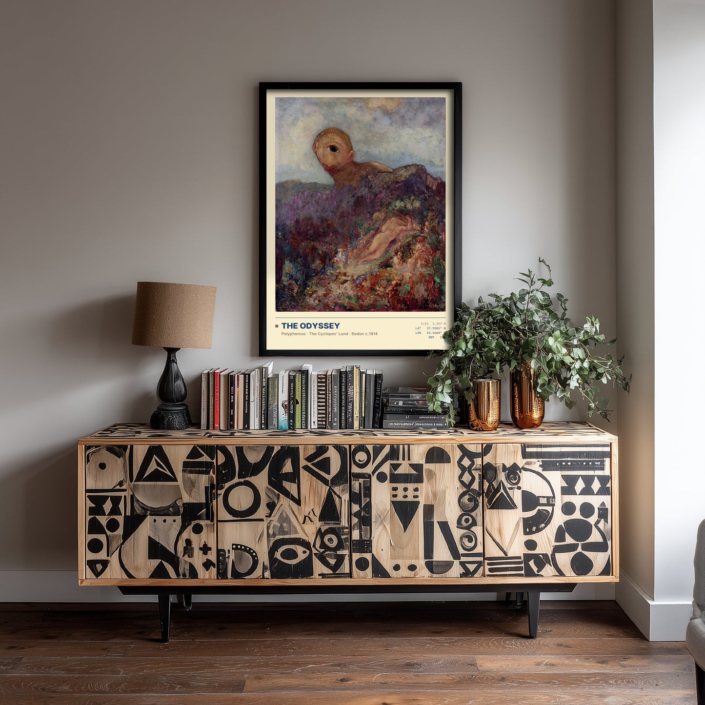 Odilon Redon - The Cyclops (1914) - The Odyssey Gallery Poster - Classic Painting Art Print - Polyphemus Greek Mythology Wall Decor