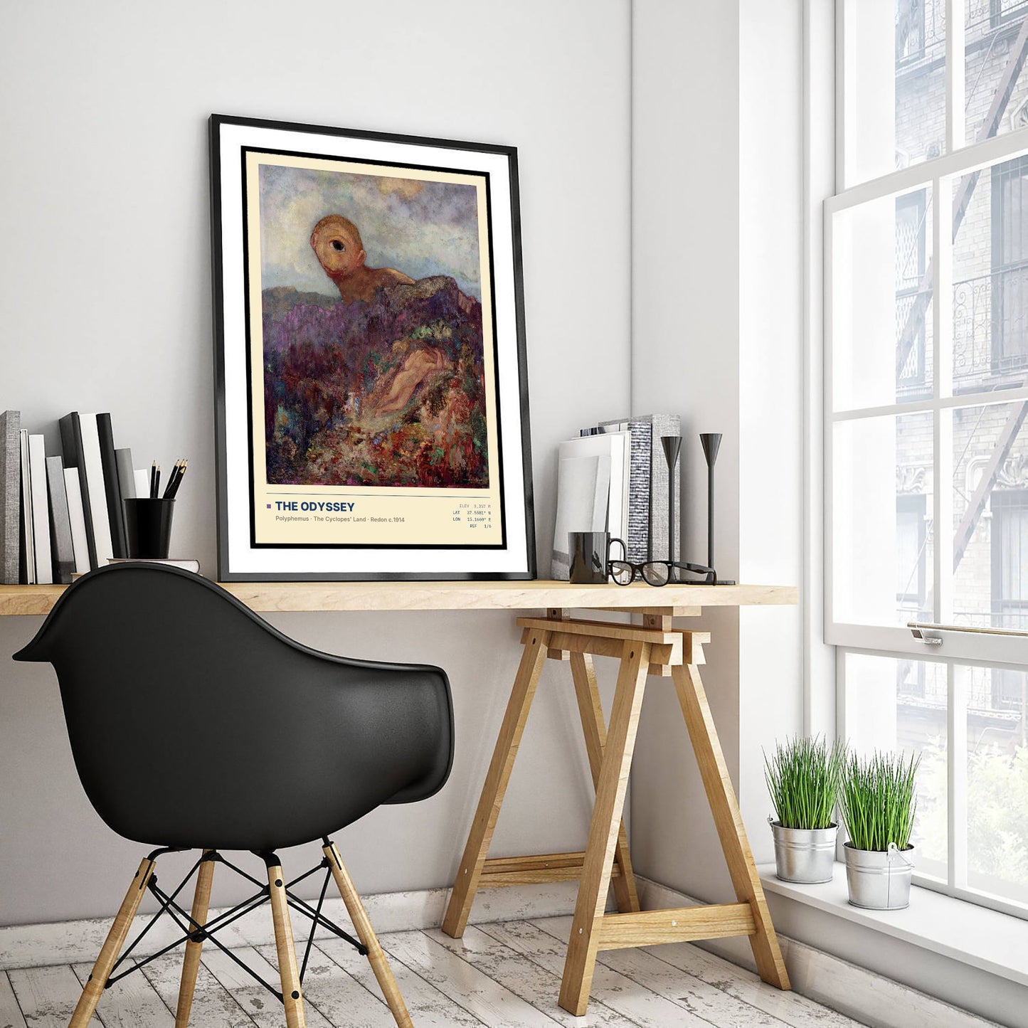 Odilon Redon - The Cyclops (1914) - The Odyssey Gallery Poster - Classic Painting Art Print - Polyphemus Greek Mythology Wall Decor
