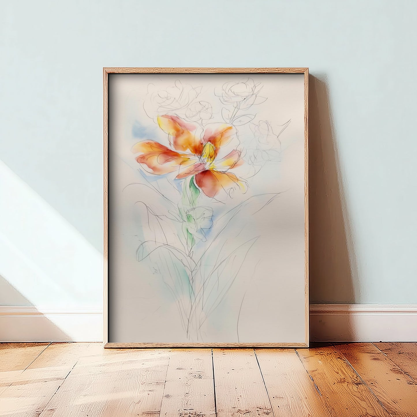 Orange Lily Watercolour Art Print - Loose Floral Sketch Poster - Modern Botanical Wall Art 1/3