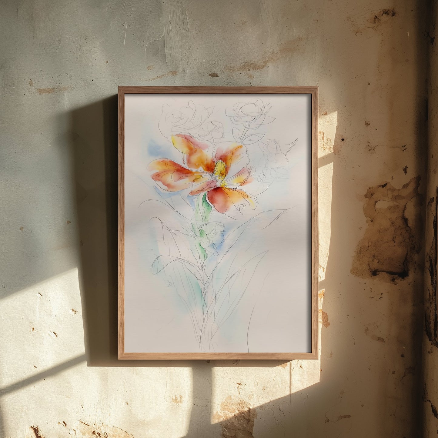 Orange Lily Watercolour Art Print - Loose Floral Sketch Poster - Modern Botanical Wall Art 1/3