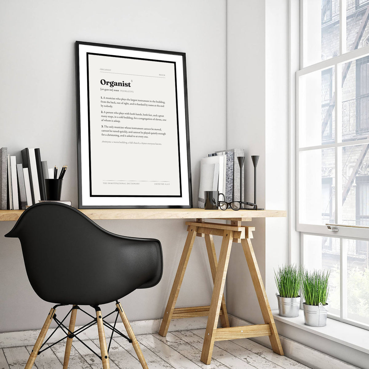 Organist Demotivational Dictionary Art Print - Funny Word Definition Poster - Music Typography Entry 0,119