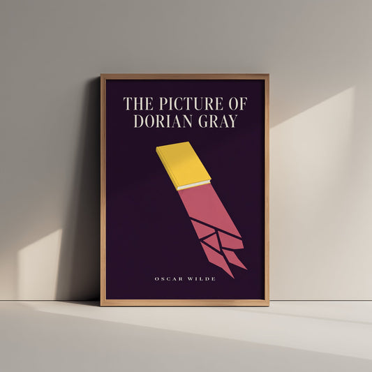 The Picture of Dorian Gray by Oscar Wilde Art Print - Minimalist Book Cover Poster - Yellow Book Dagger Shadow Illustration