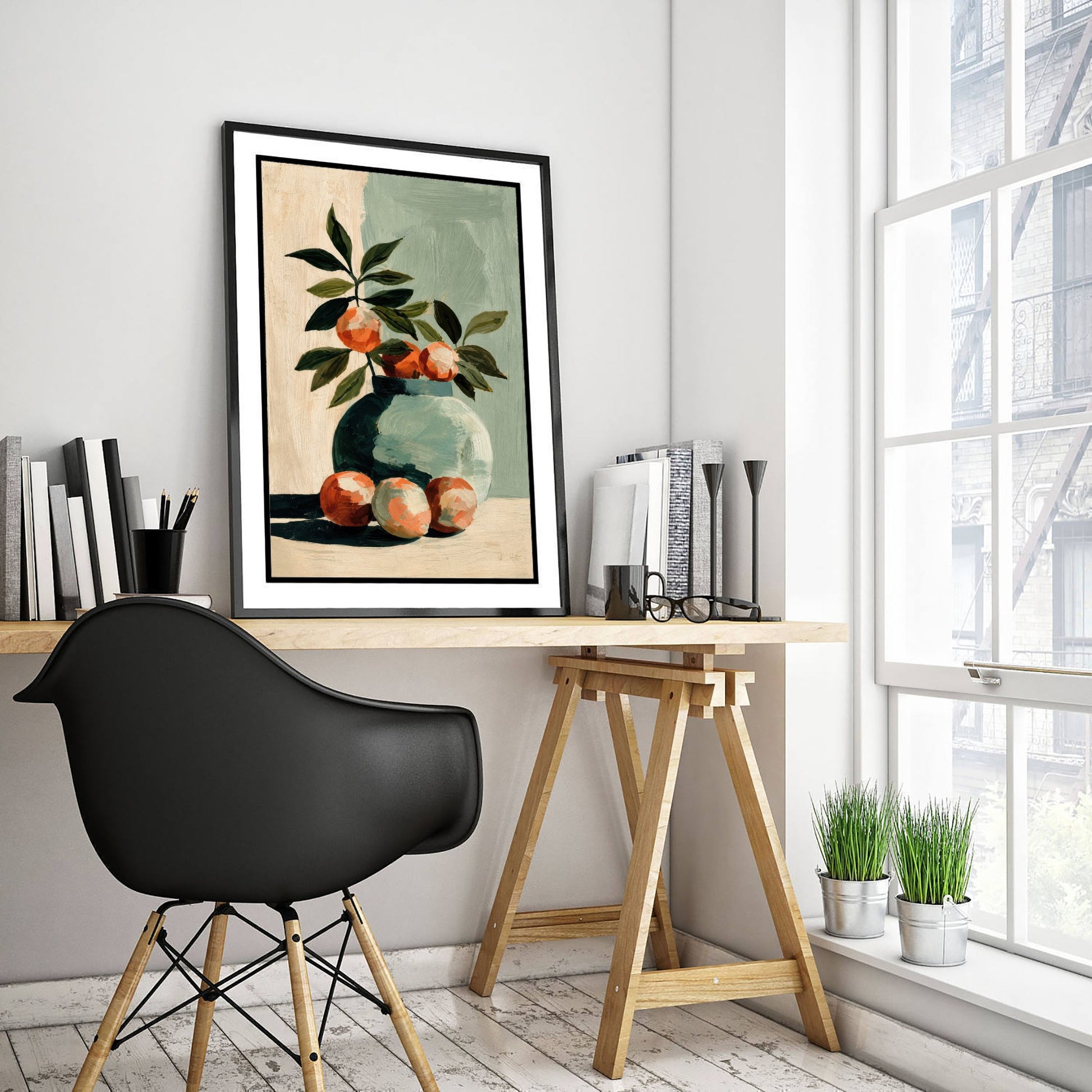 Painterly Ceramic Vase Art Print - Still Life Poster - Modern Botanical Illustration - Living Room Wall Art 1/3