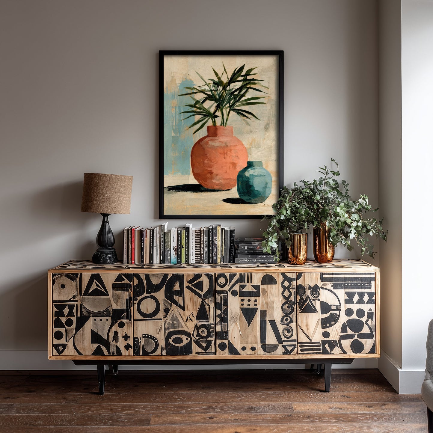 Painterly Ceramic Vase Art Print - Terracotta Plant Poster - Modern Botanical Illustration - Wall Art 2/3