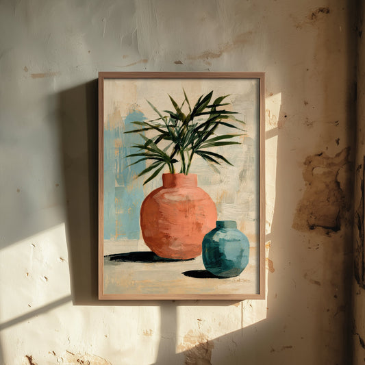 Painterly Ceramic Vase Art Print - Terracotta Plant Poster - Modern Botanical Illustration - Wall Art 2/3