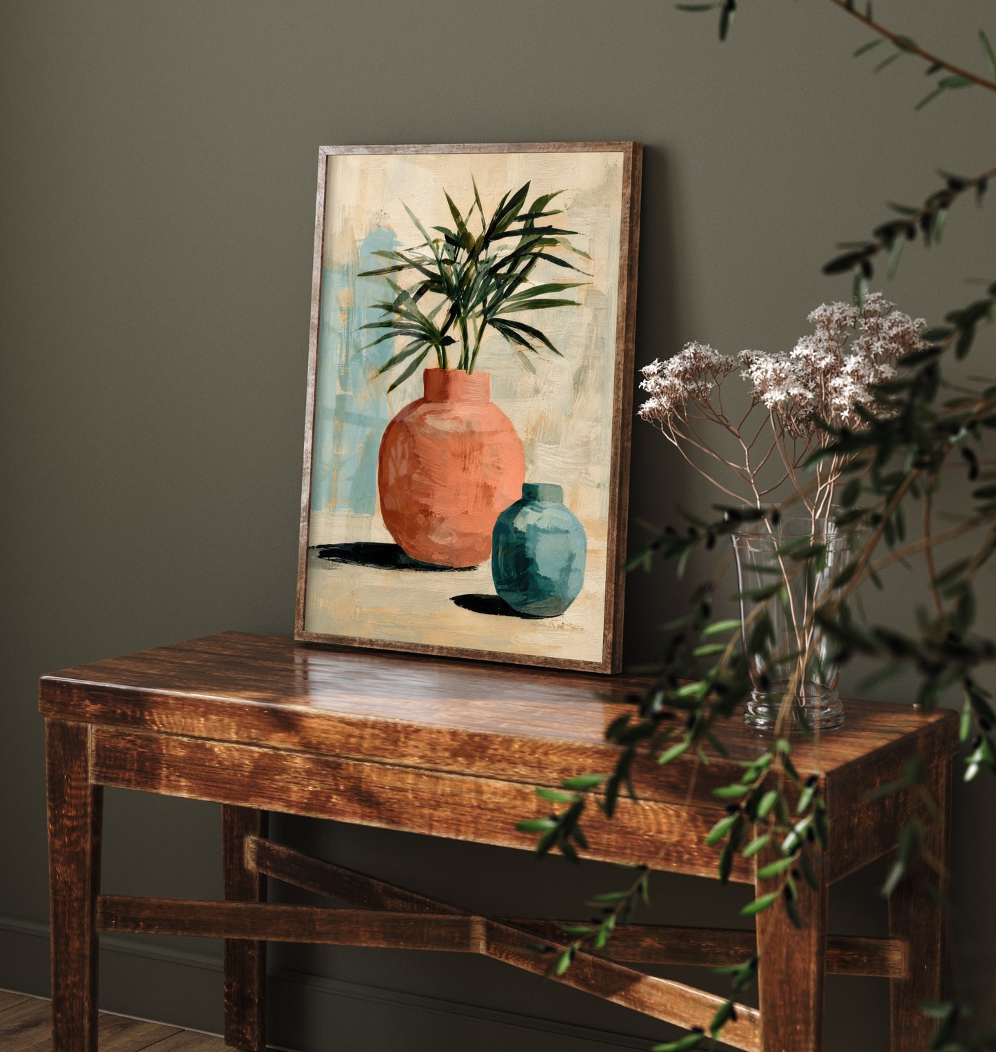 Painterly Ceramic Vase Art Print - Terracotta Plant Poster - Modern Botanical Illustration - Wall Art 2/3