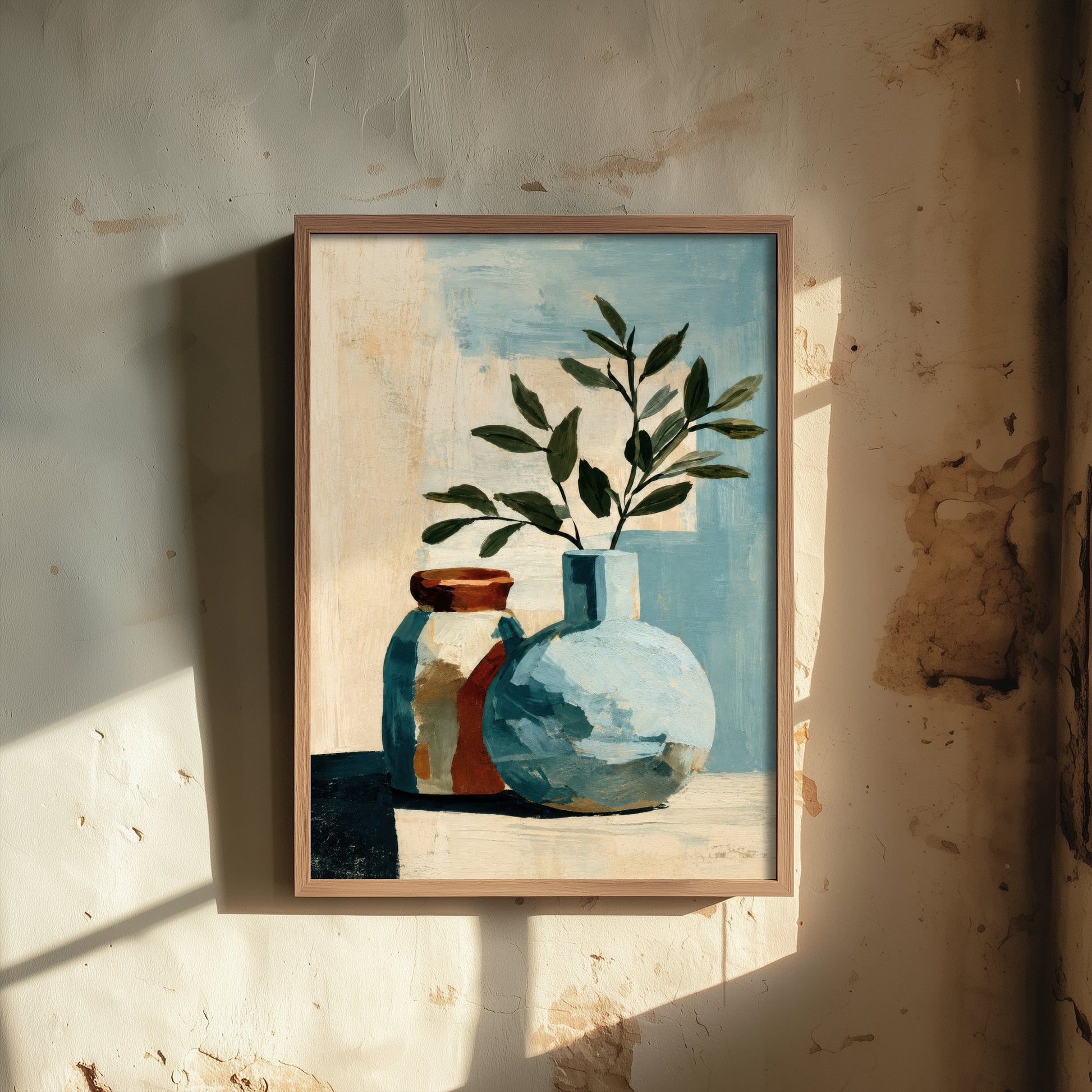 Painterly Ceramic Vase Art Print - Olive Branch Poster - Modern Botanical Illustration - Wall Art 3/3