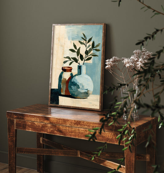 Painterly Ceramic Vase Art Print - Olive Branch Poster - Modern Botanical Illustration - Wall Art 3/3