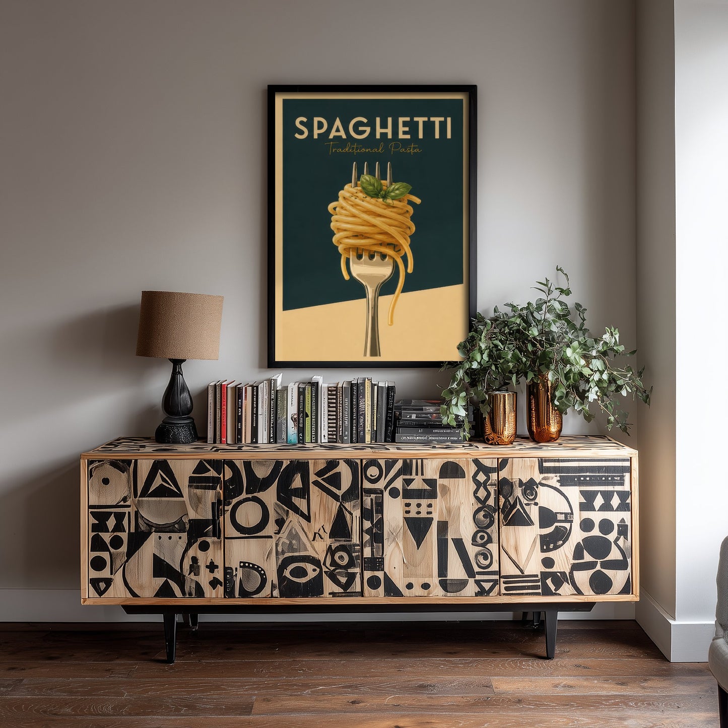 Vintage Spaghetti Art Print - Traditional Pasta Kitchen Poster - Food Illustration - Italian Wall Art 1/3